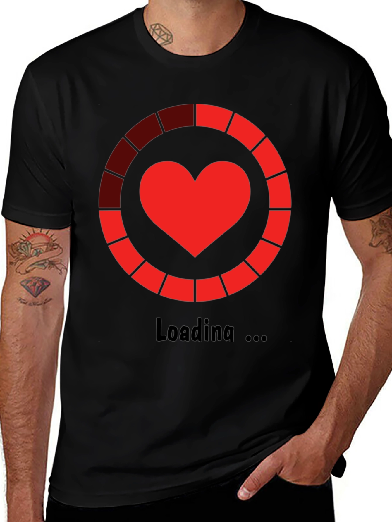 Variant 26 of Heart Loading Black T-Shirt - Geeky Graphic Tee