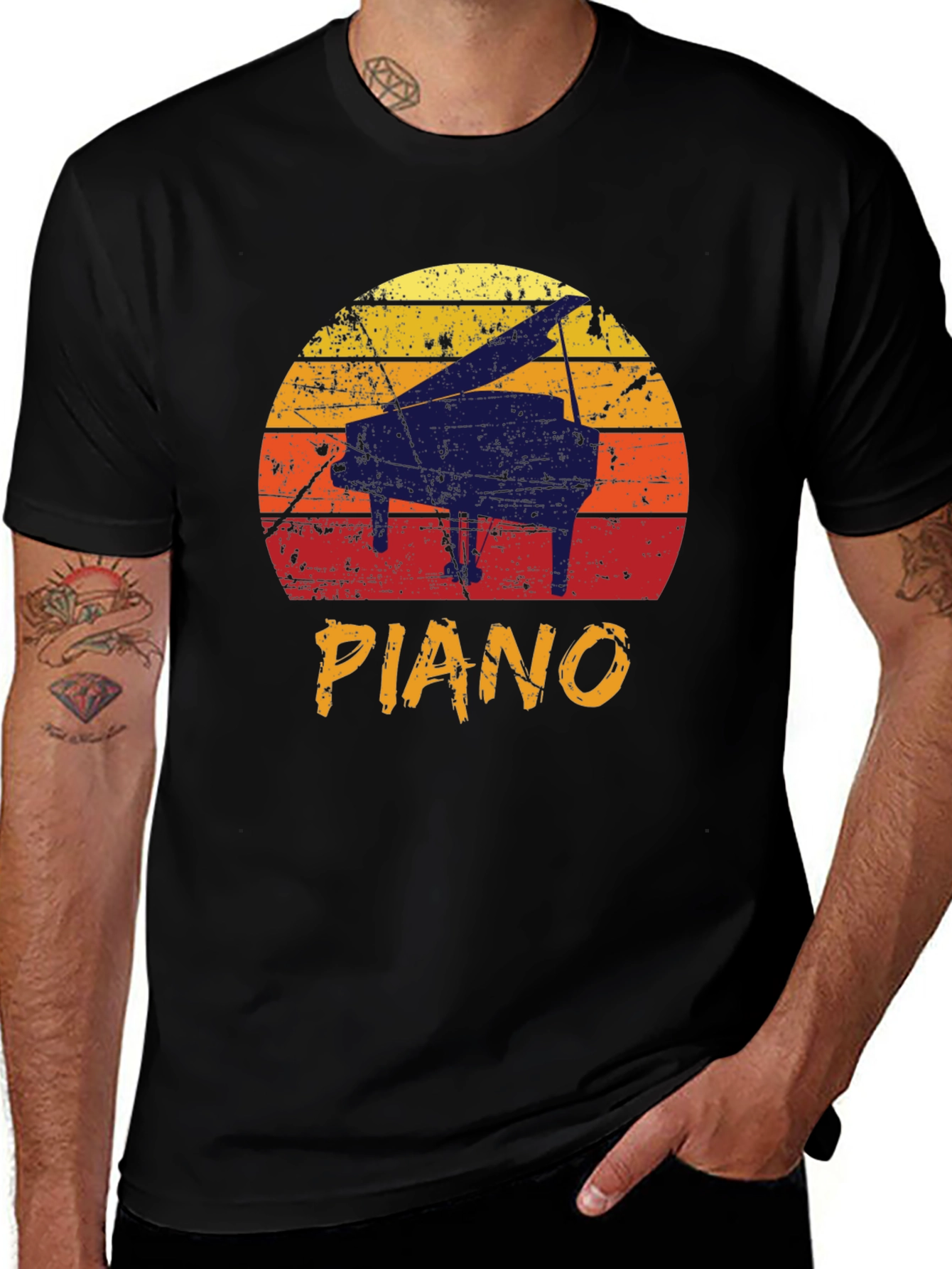 Variant 29 of Vintage Piano Sunset Graphic Tee