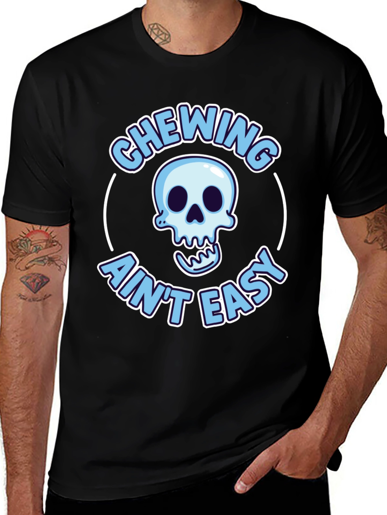Variant 2 of Chewing Ain't Easy Skeleton Graphic Tee