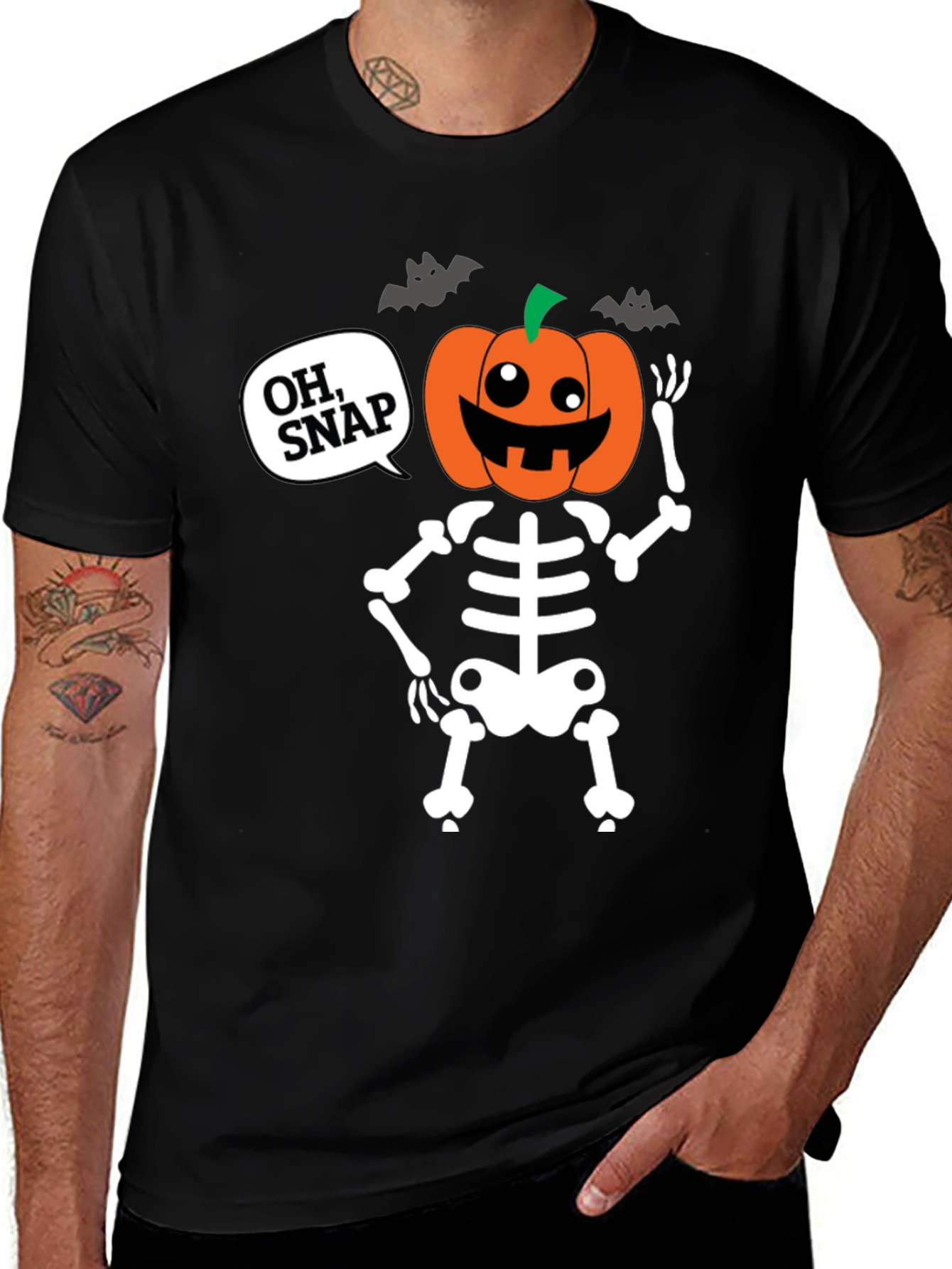 Halloween Skeleton Pumpkin Head "Oh Snap" T-Shirt