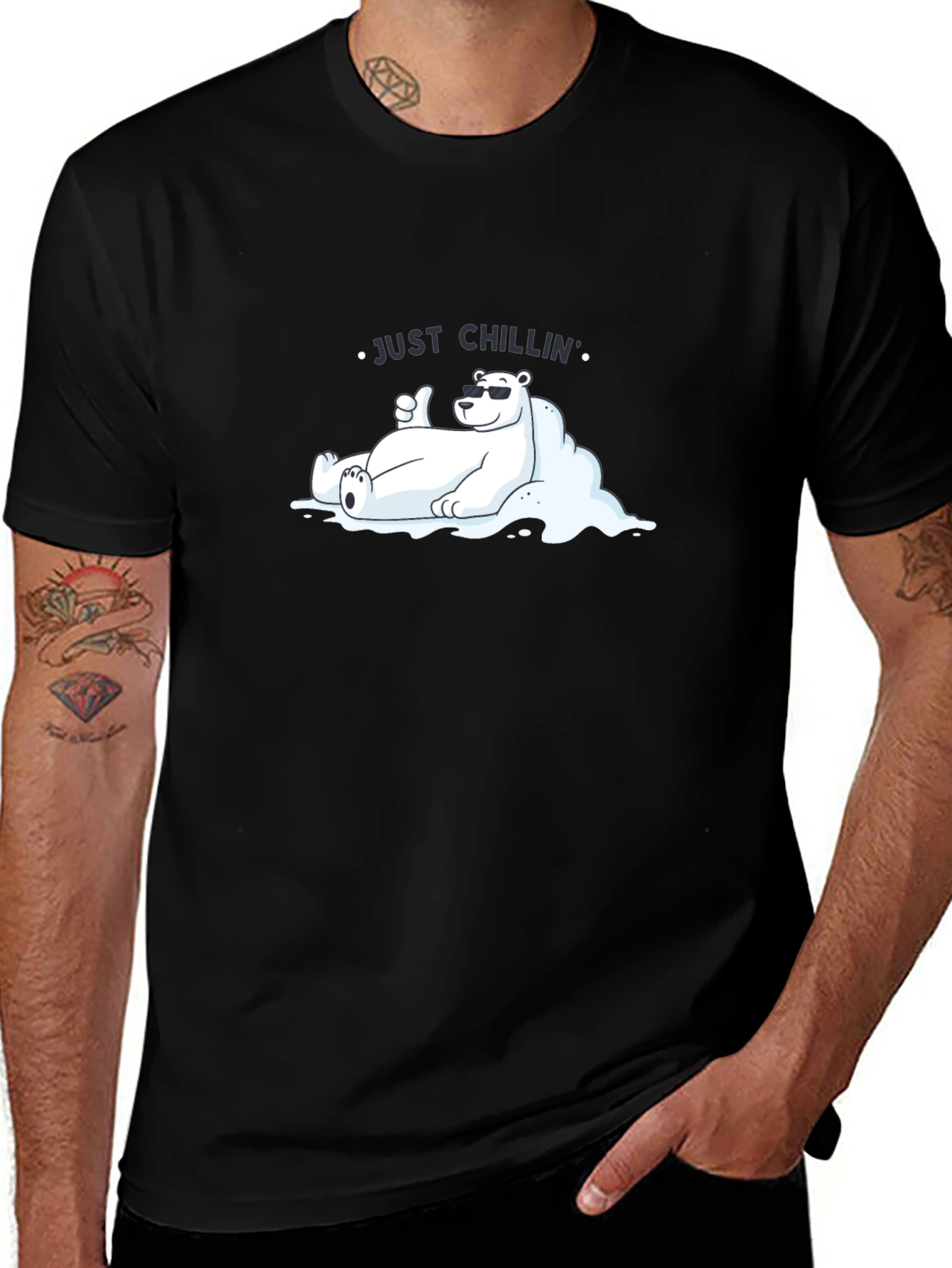 Variant 25 of Just Chillin' Polar Bear Graphic Tee - Black