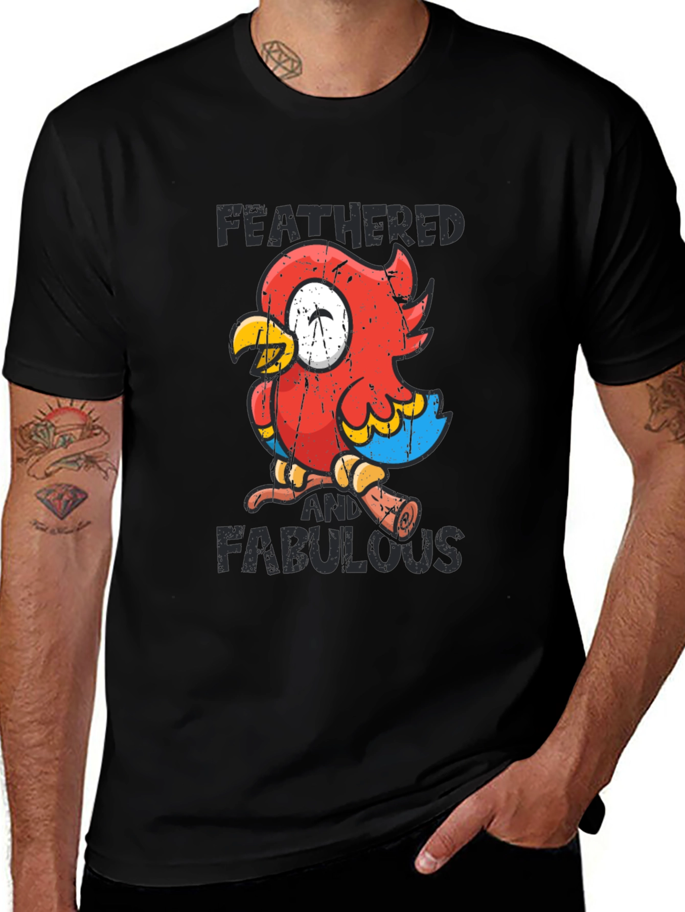 Variant 19 of Feathered & Fabulous Parrot Graphic Tee