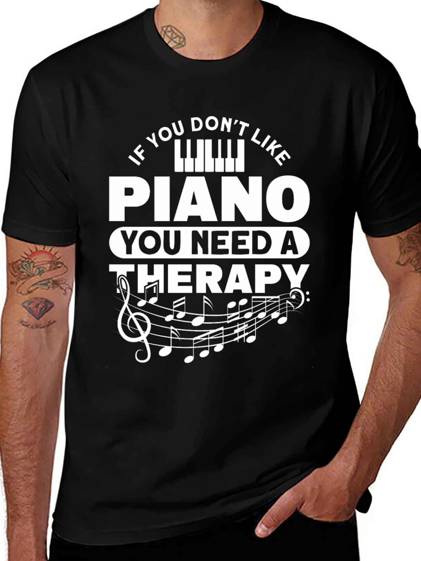 Variant 13 of Funny Piano Therapy Black T-Shirt