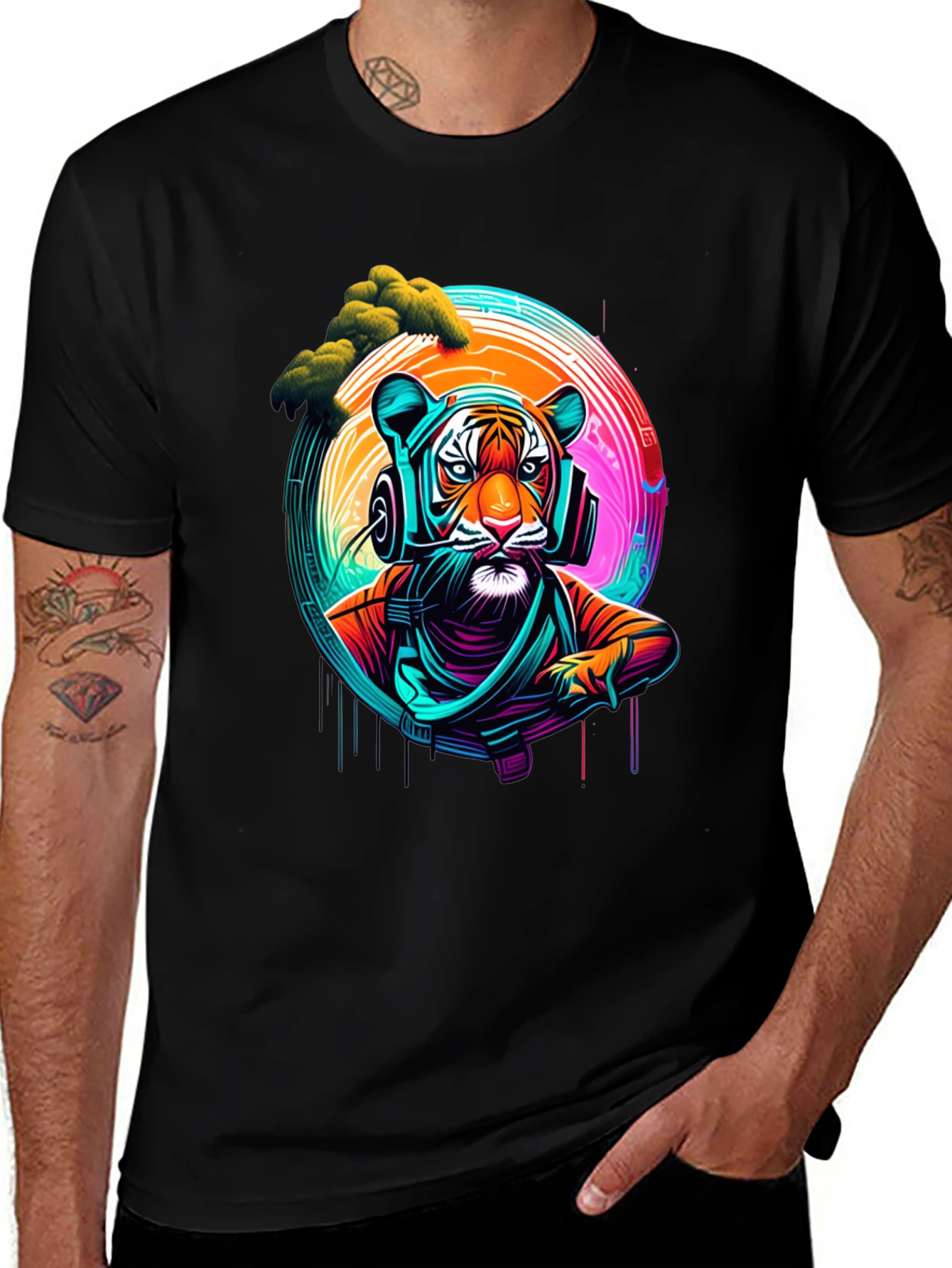 Variant 6 of Tiger DJ Graphic Tee - Cool Animal Lover T-Shirt