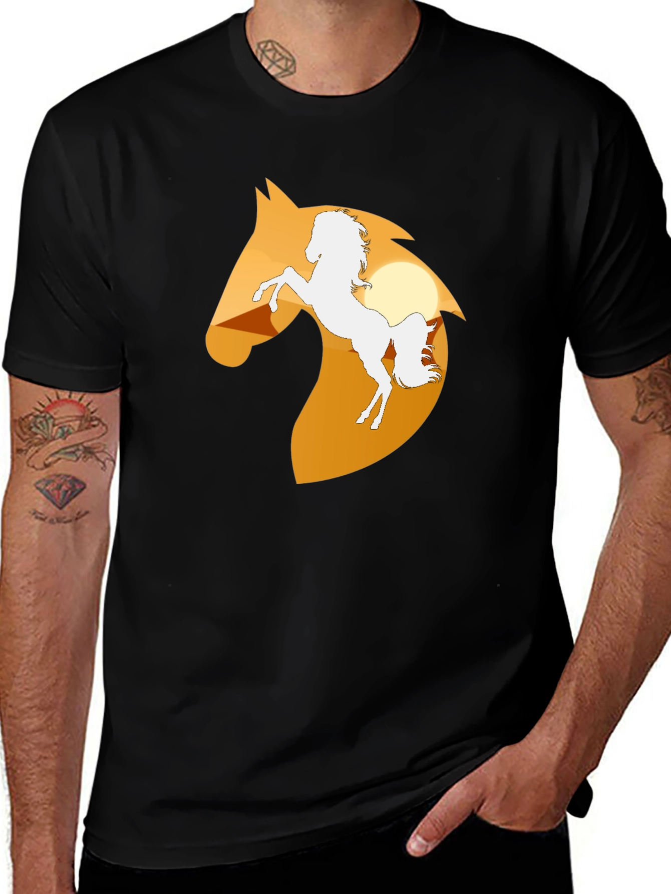 Variant 4 of Horse Silhouette Graphic Tee - Black