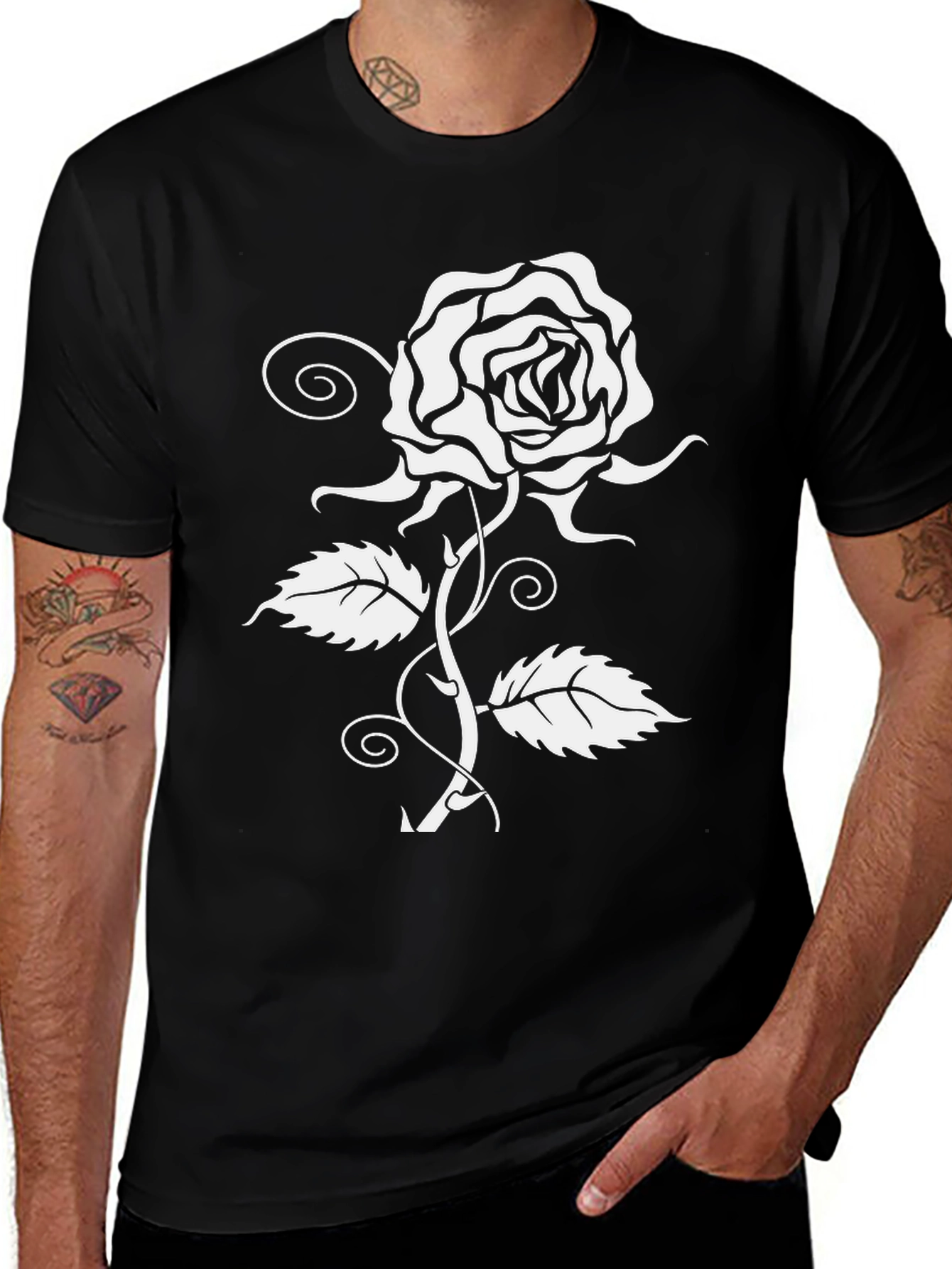 Variant 9 of Black Rose Graphic Tee - Stylish & Unique Design