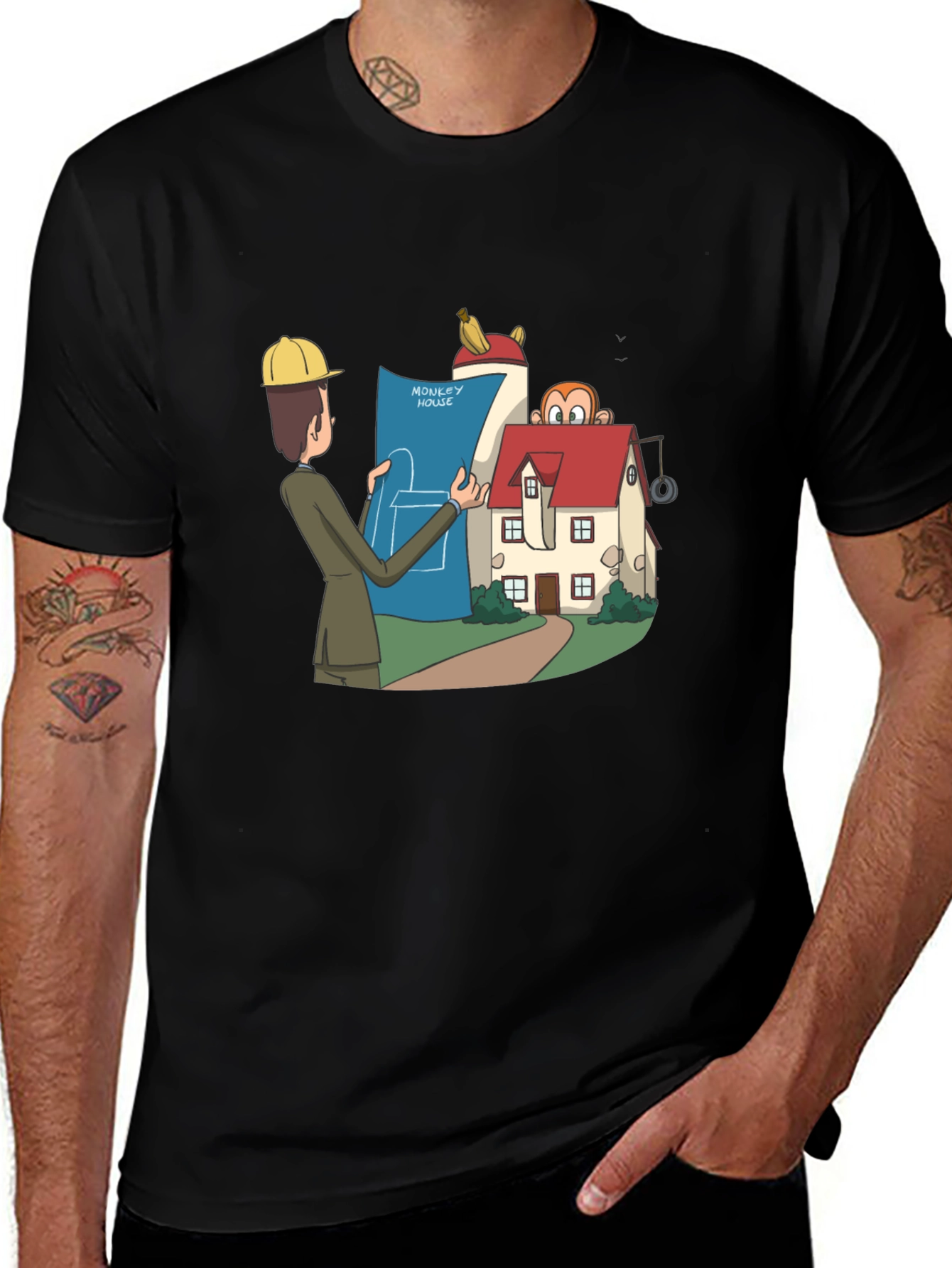 Monkey House Architect T-Shirt - Quirky Design!