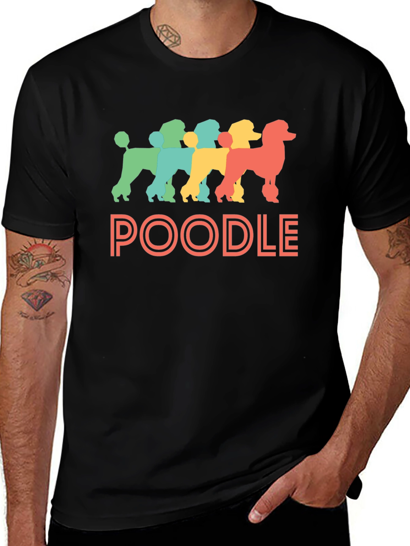 Variant 23 of Retro Poodle Graphic Tee - Black Cotton T-Shirt