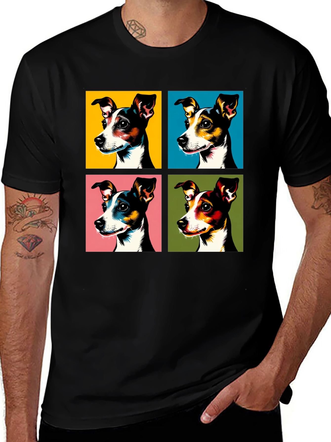 Black Pop Art Dog Graphic Tee - Stylish & Unique main image