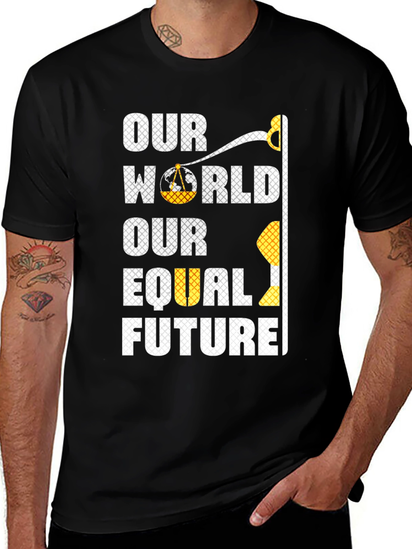 Variant 9 of Our Equal World Future Black Graphic Tee