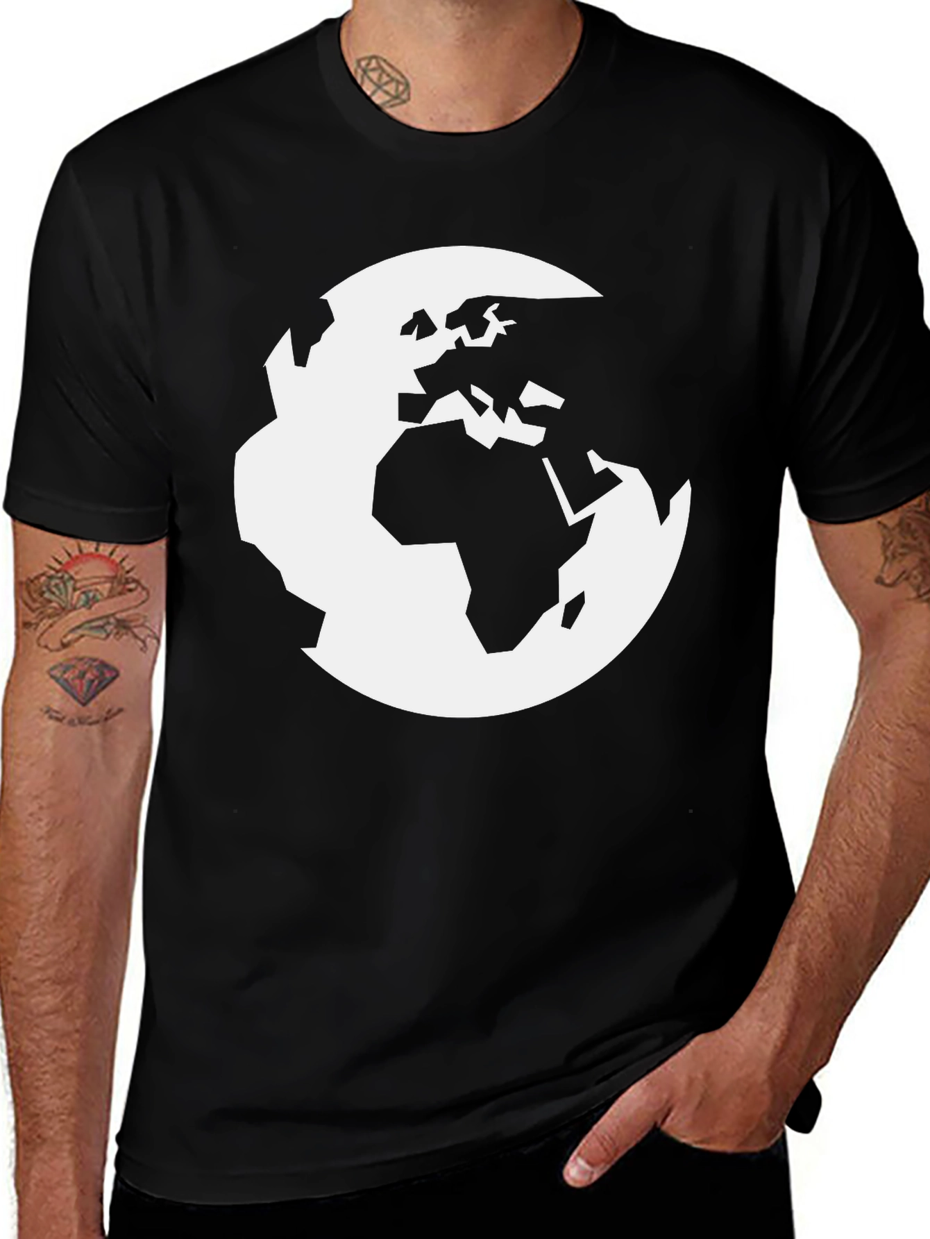 Earth Graphic Tee - Stylish Black Cotton T-Shirt