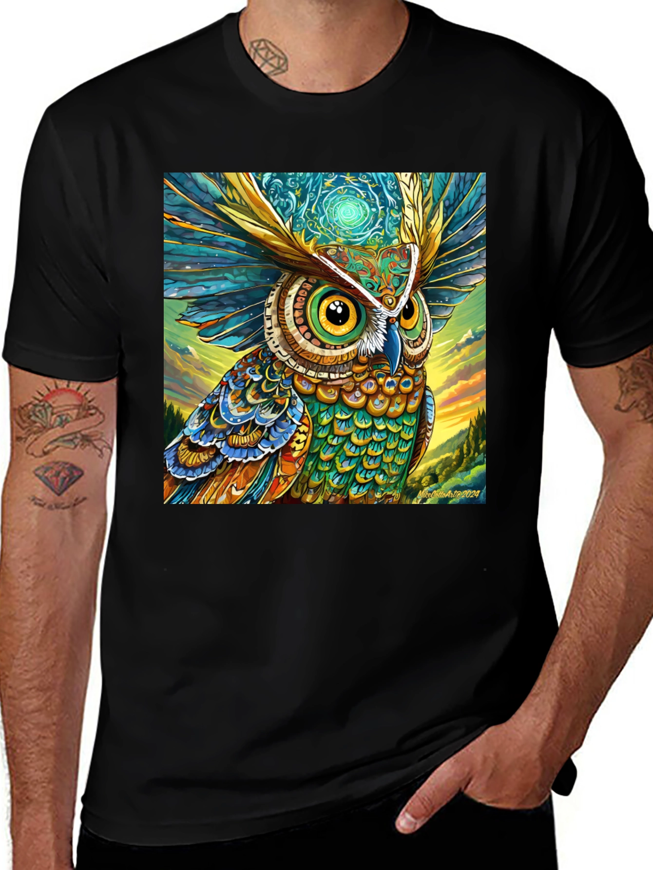 Variant 28 of Owl Art Print Black Tee