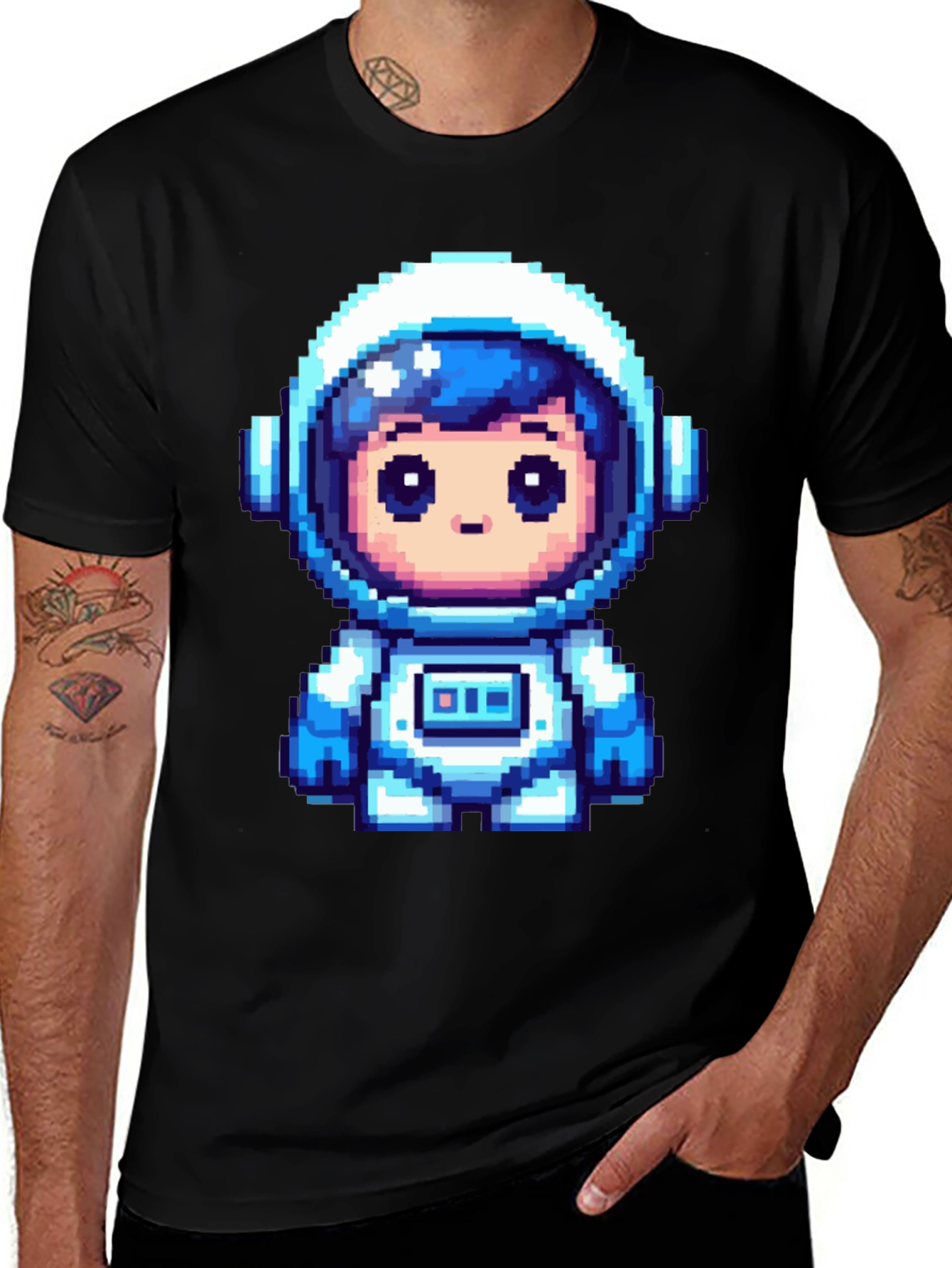 Variant 27 of Pixel Astronaut Graphic Tee - Black