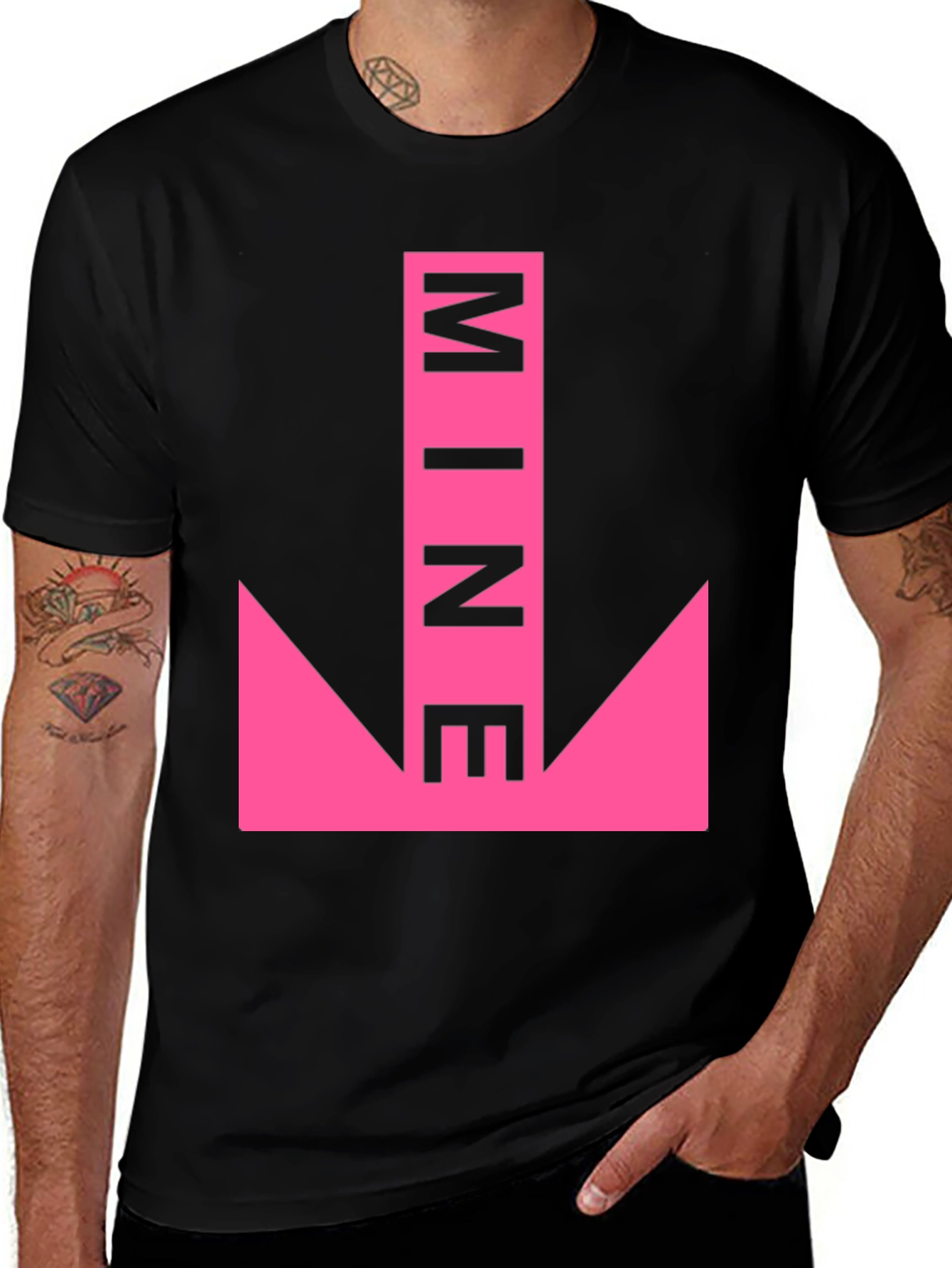 Humorous Pink Arrow "MINE" Graphic Tee