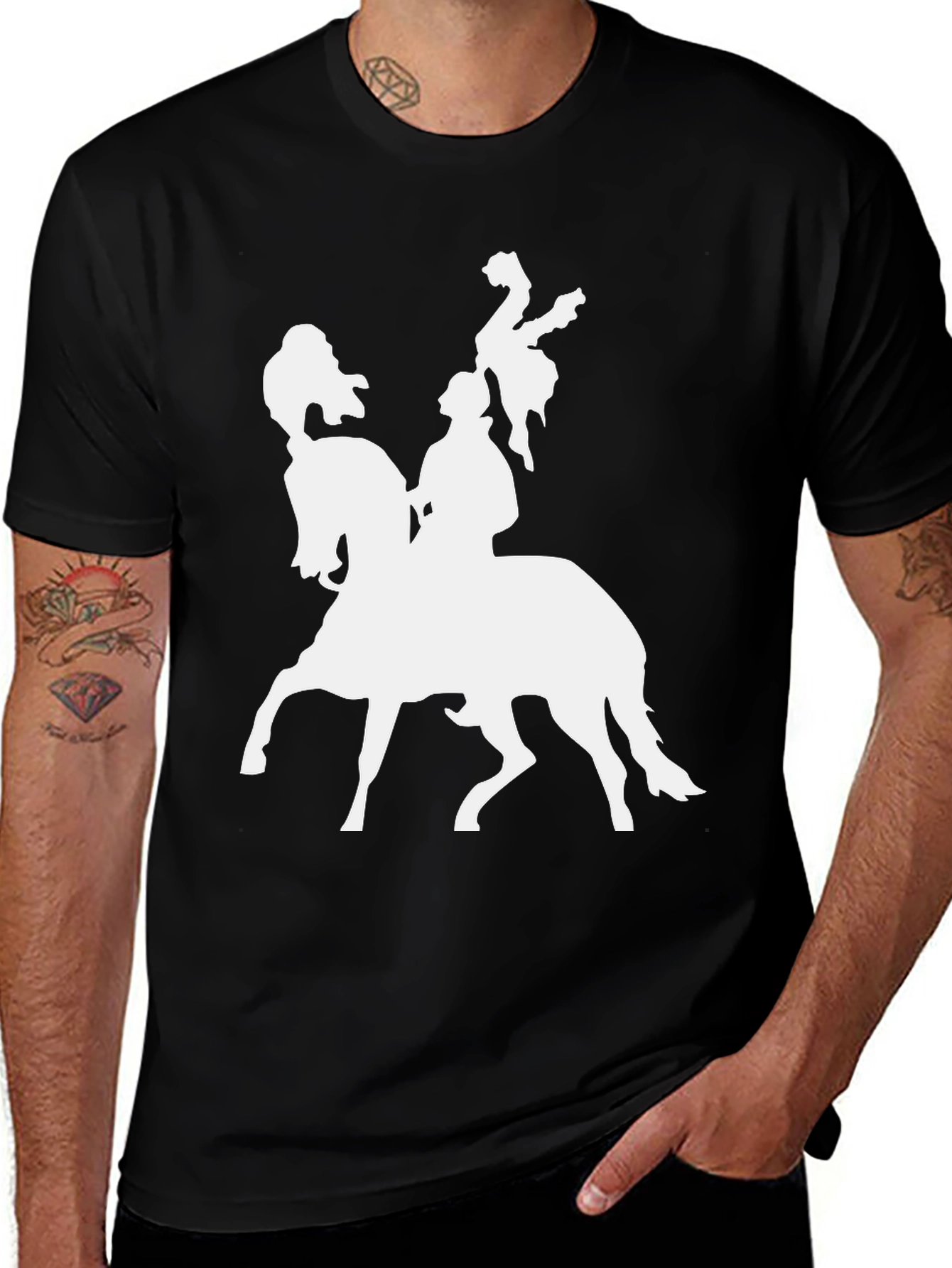 Variant 2 of Black T-Shirt with Horse Rider Graphic