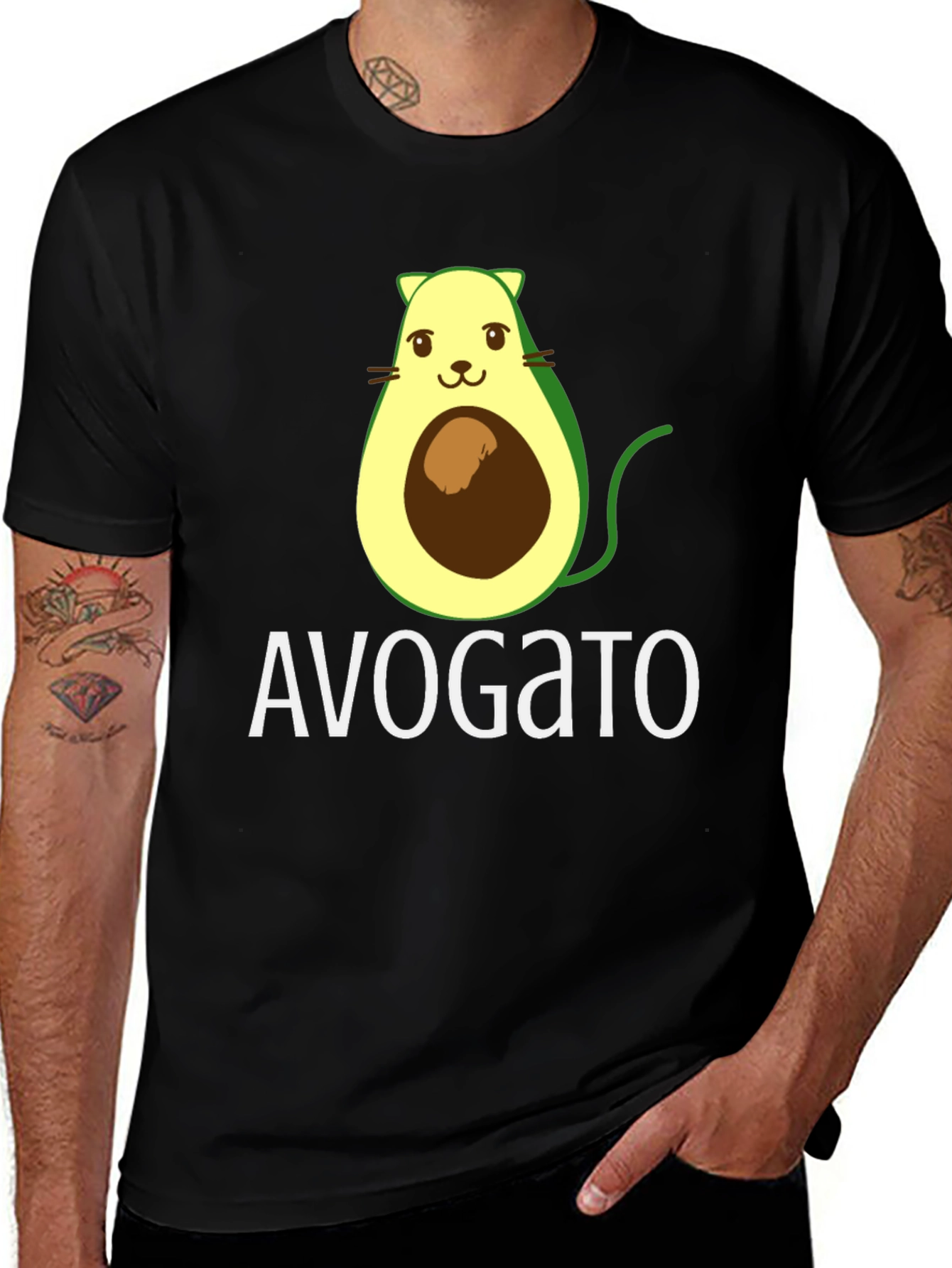 Variant 12 of Avogato T-Shirt - Avocado Cat Graphic Tee