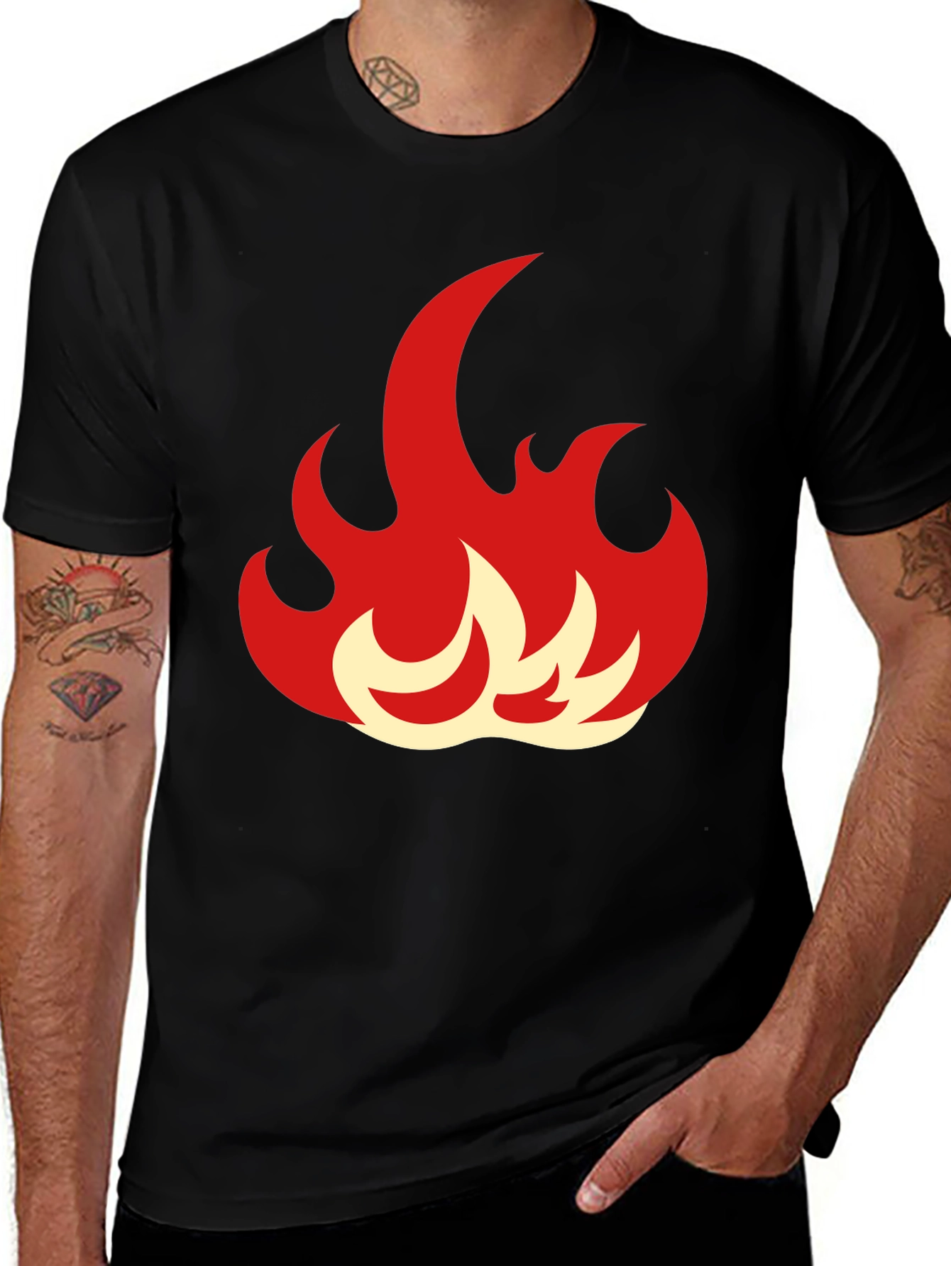 Variant 8 of Fiery Graphic Tee - Bold Flame Design