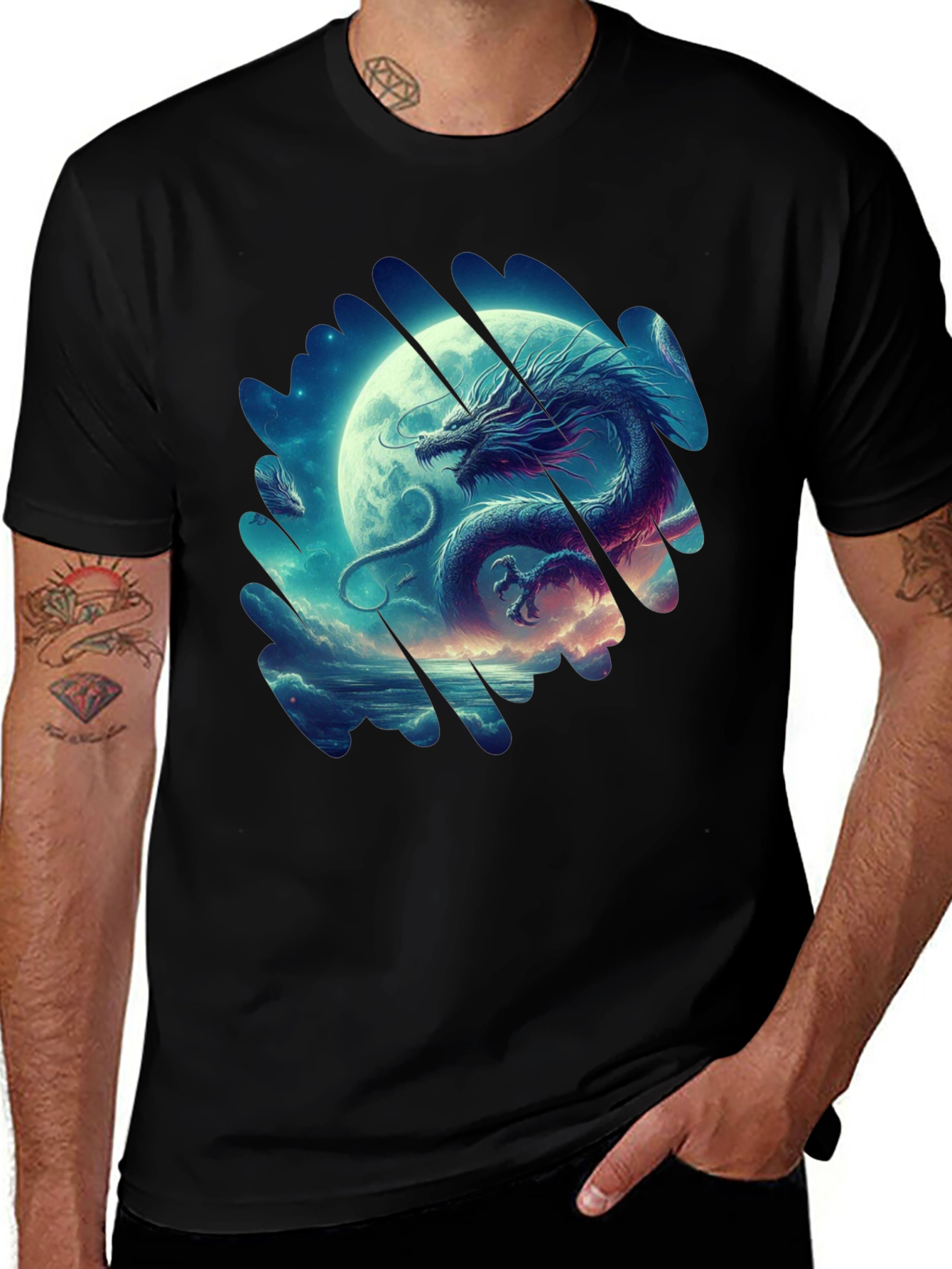 Variant 12 of Dragon Moon T-Shirt - Fantasy Graphic Tee