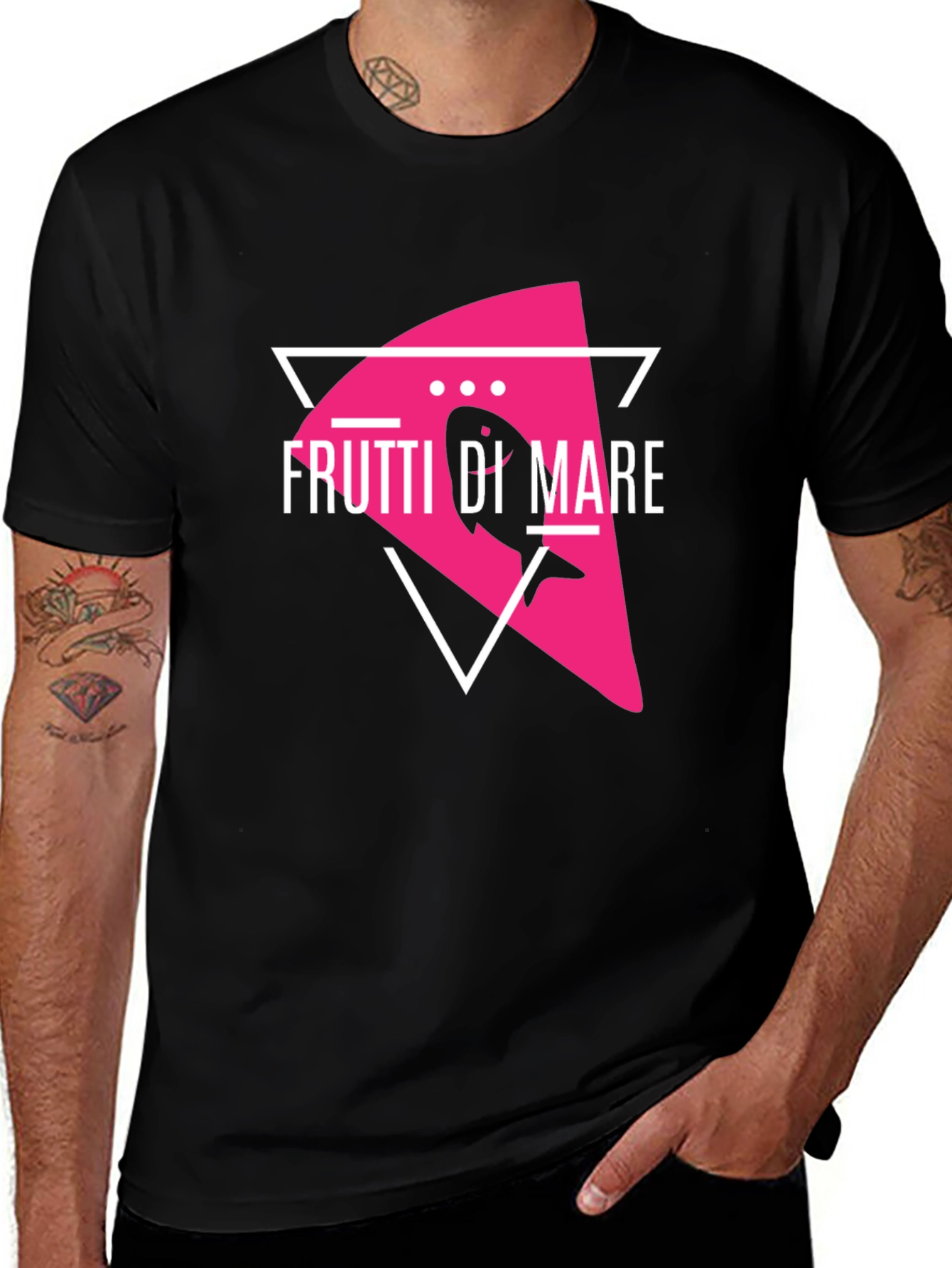 Variant 11 of Frutti di Mare Black T-Shirt - Sea Food Design
