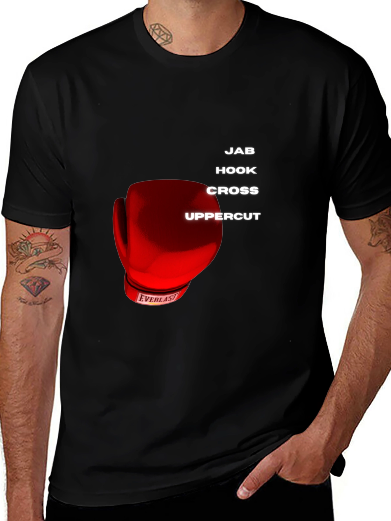 Variant 27 of Boxing Moves Graphic T-Shirt - Jab Hook Cross Uppercut