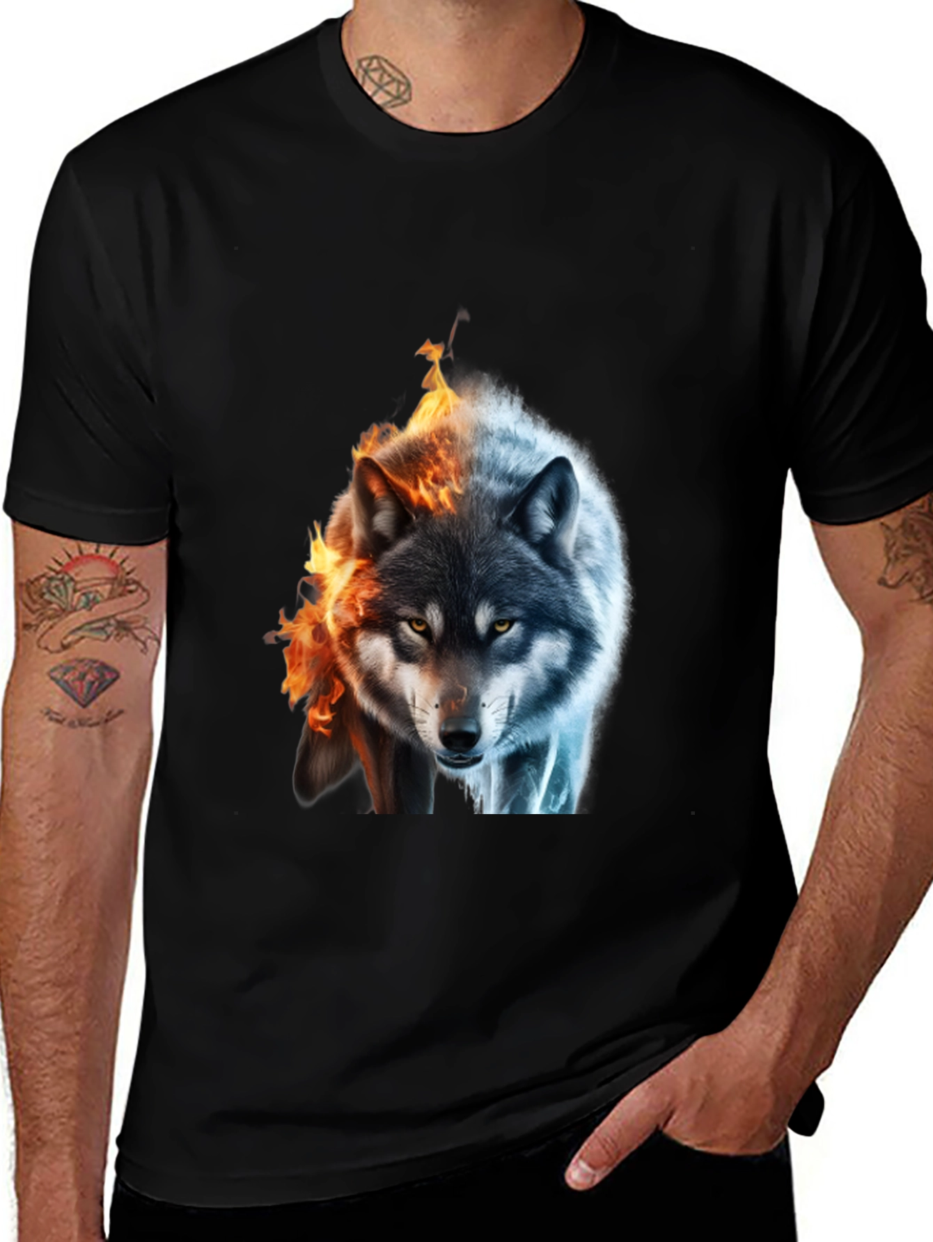 Variant 9 of Fire and Ice Wolf Graphic T-Shirt