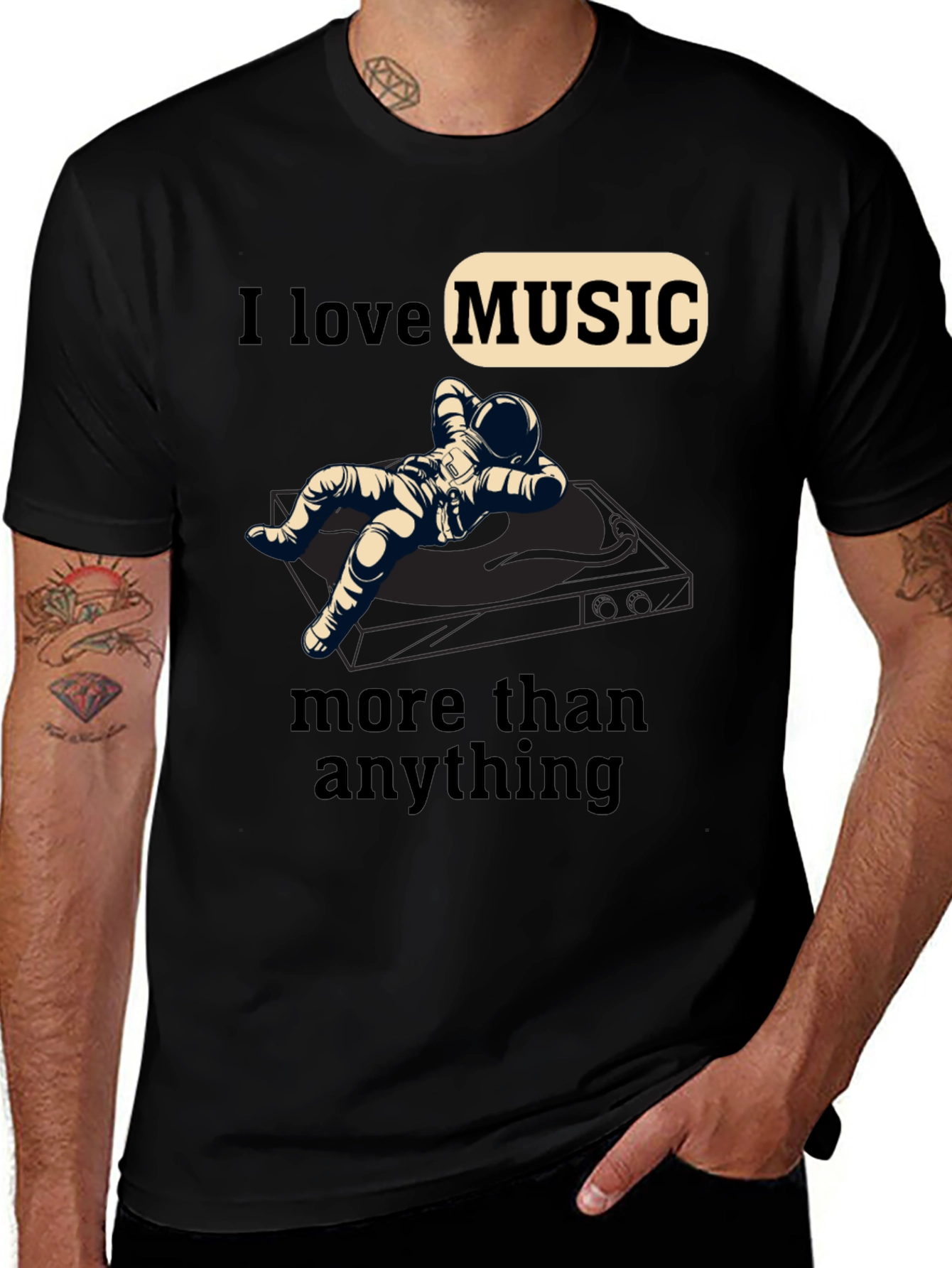 Variant 18 of I Love Music Black Graphic T-Shirt