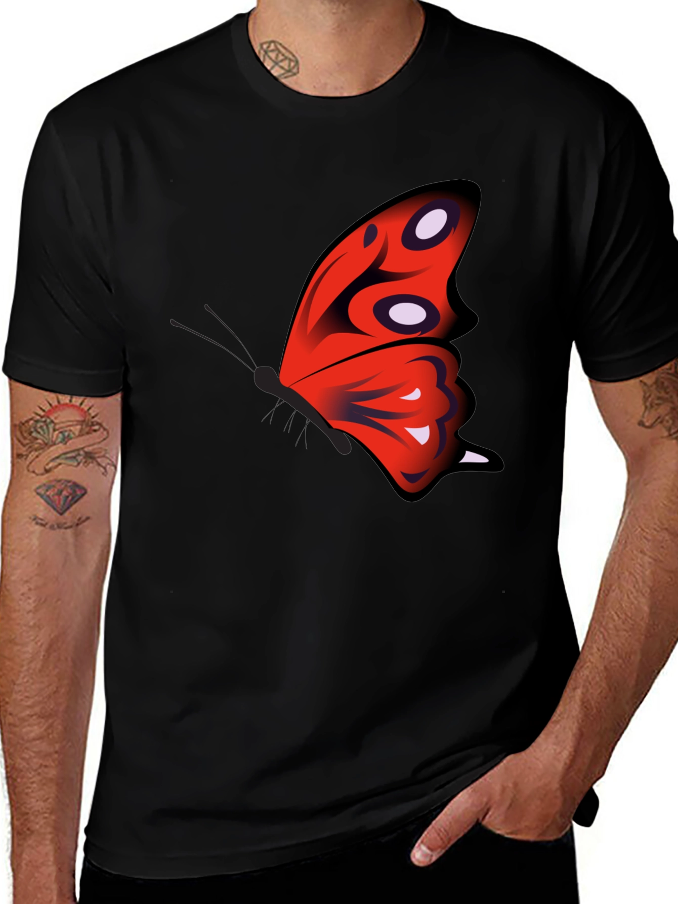 Variant 24 of Butterfly Wing Graphic Black T-Shirt