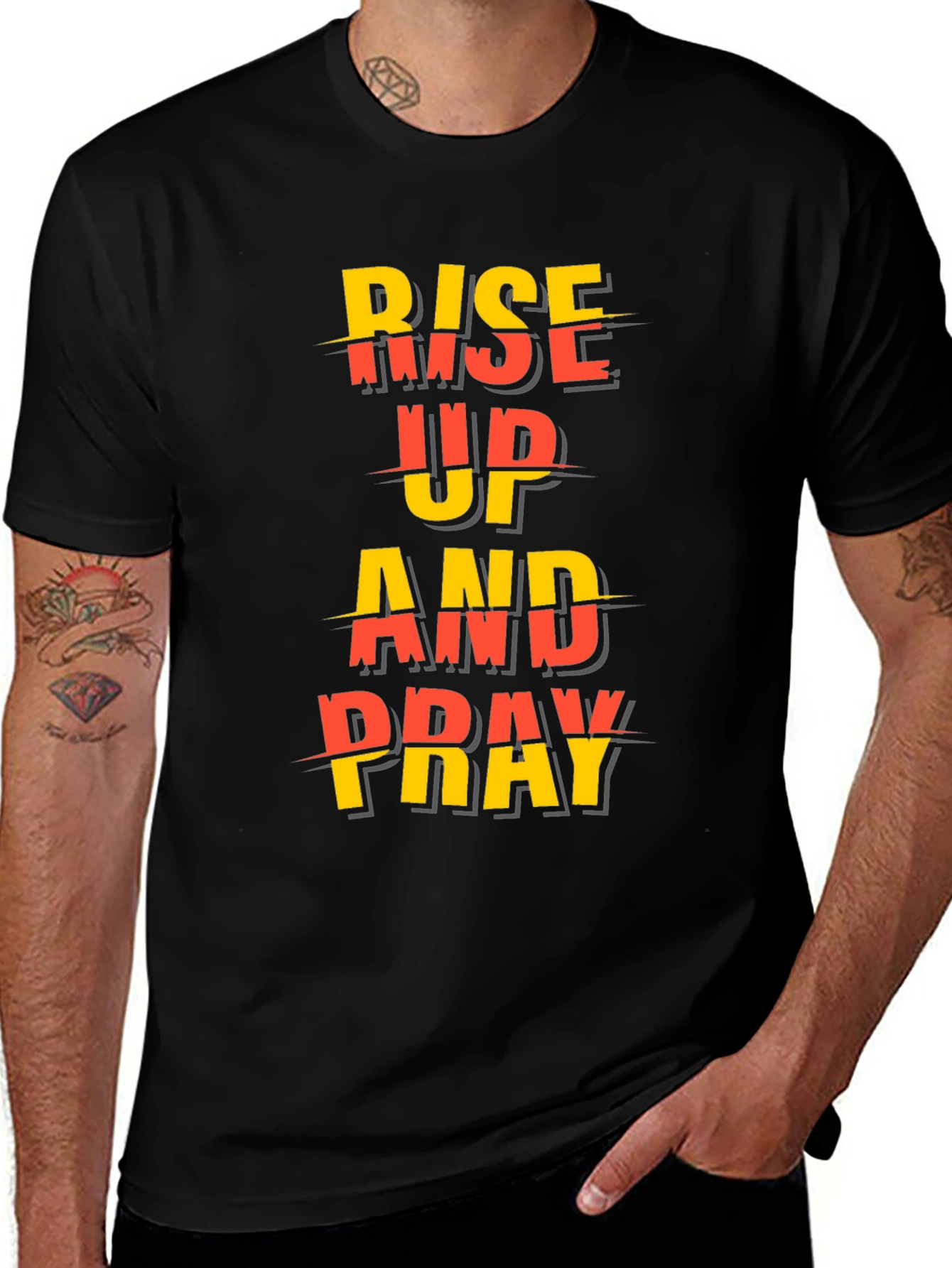 Variant 16 of Rise Up and Pray Graphic Tee - Black