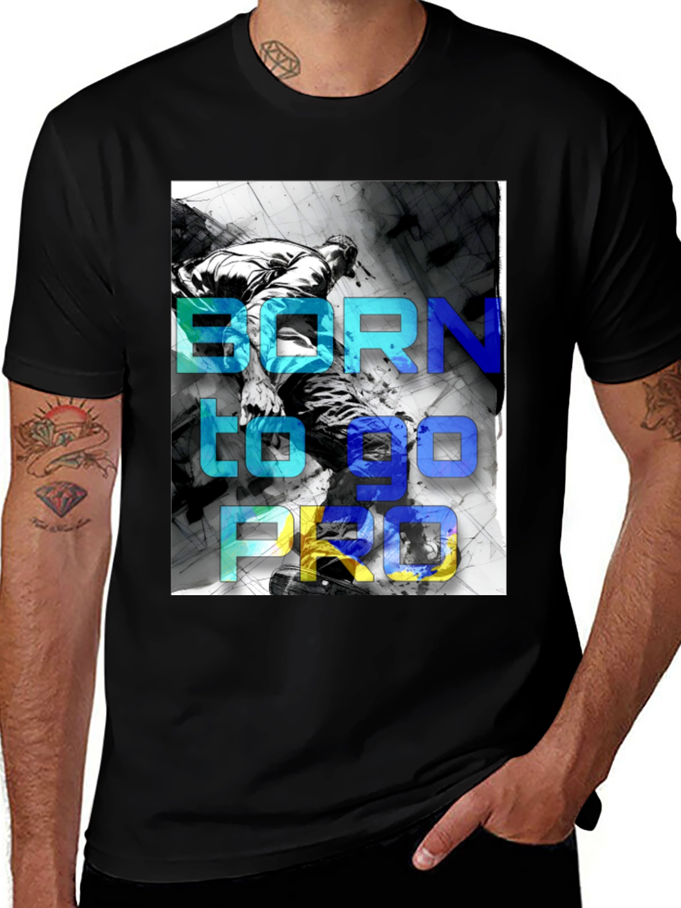 Variant 7 of Born to Go Pro Graphic Tee - Black