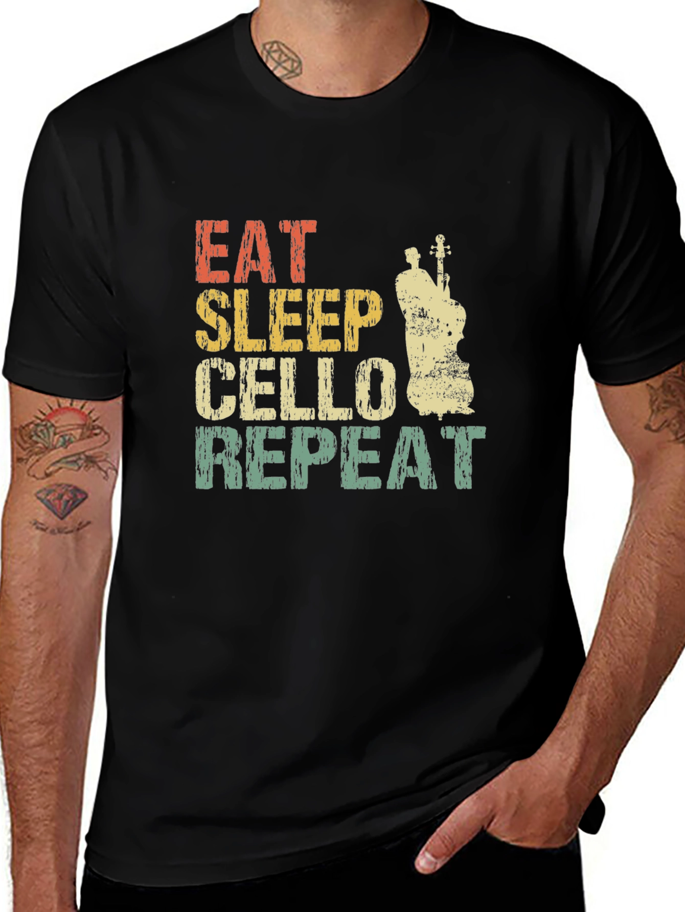 Black Eat Sleep Cello Repeat T-Shirt main image