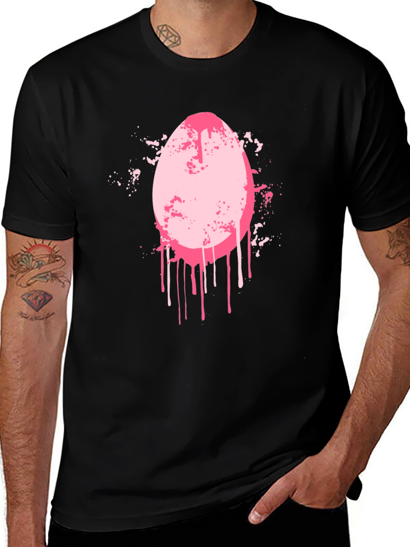 Variant 3 of Men's Black T-Shirt with Pink Egg Graphic