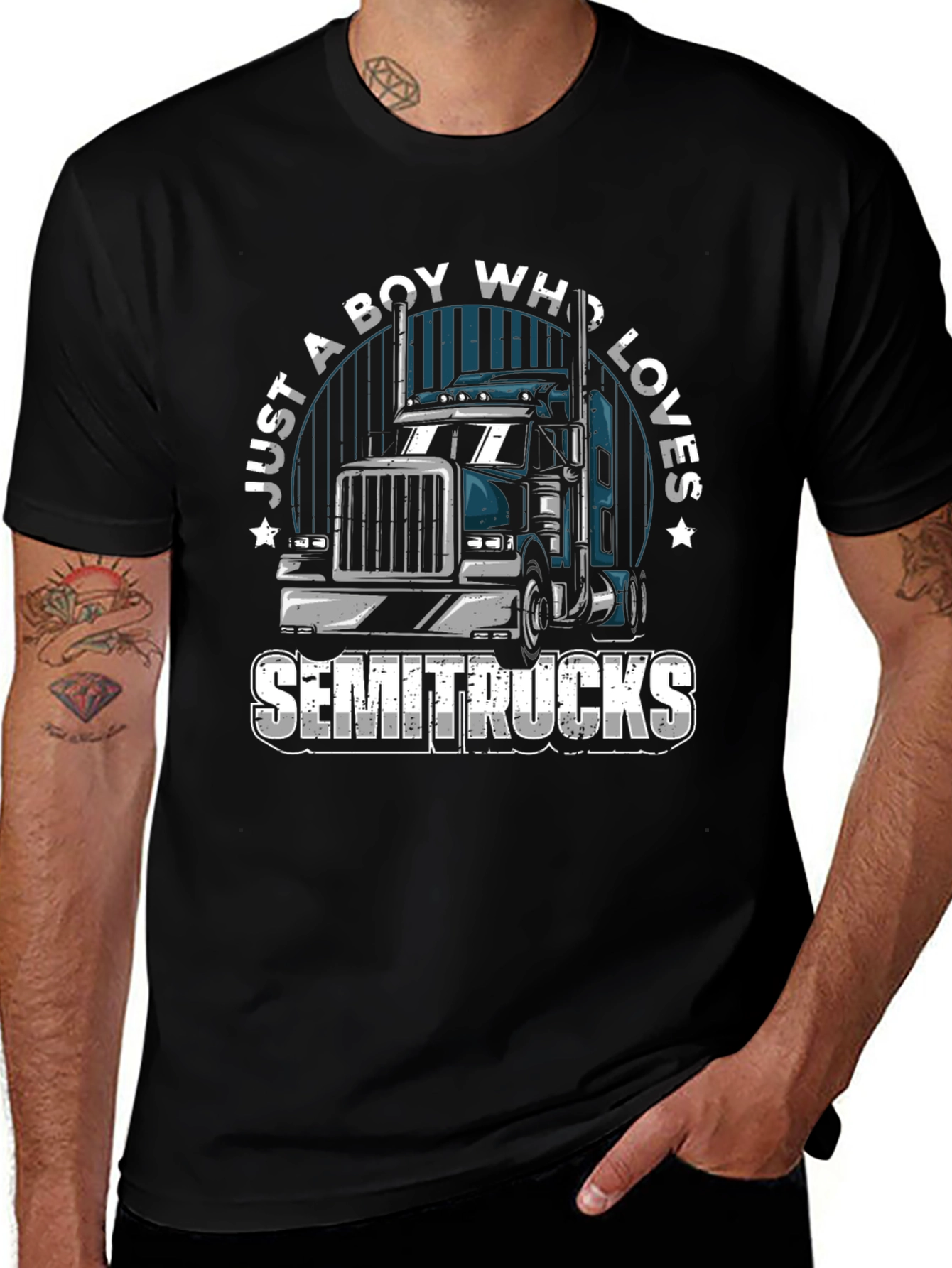 Variant 20 of Boy Who Loves Semitrucks T-Shirt | Trucker Tee
