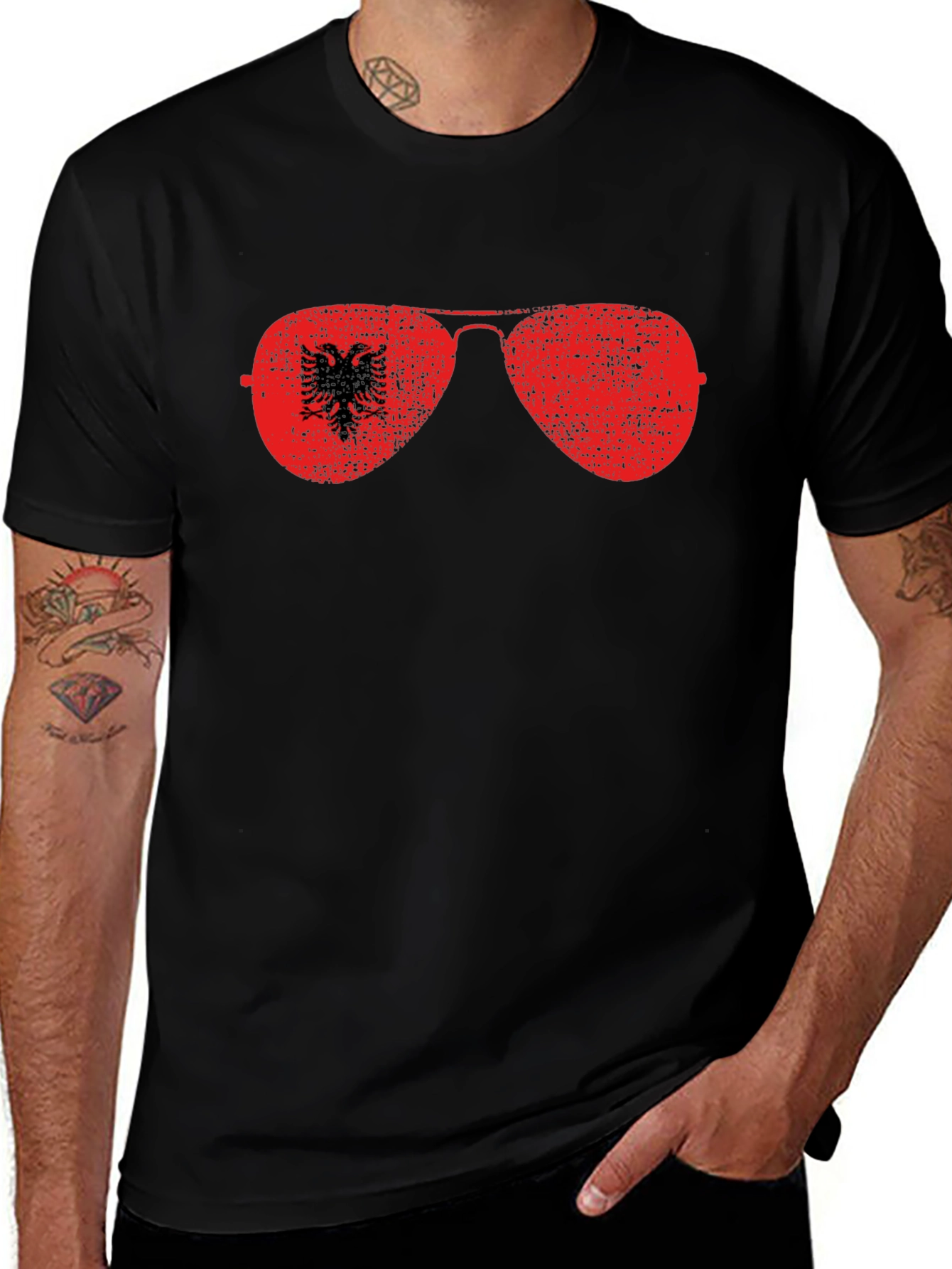 Variant 7 of Cool Sunglasses T-Shirt - Albania Design