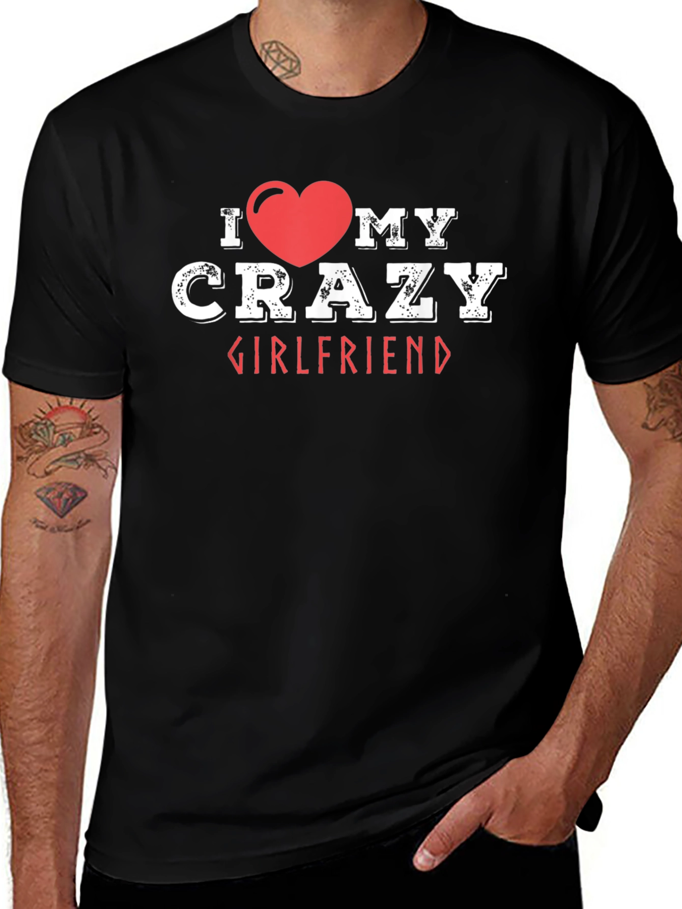 Variant 8 of I Heart My Crazy Girlfriend Black T-Shirt