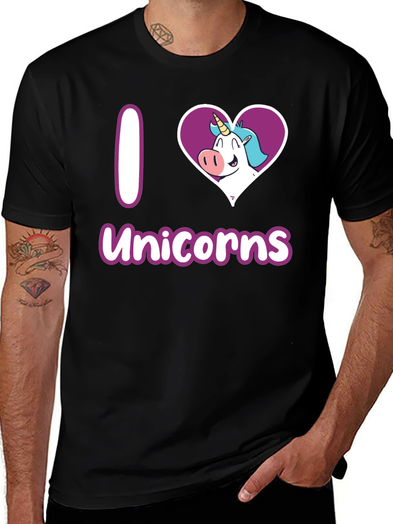 Variant 26 of I Love Unicorns Graphic T-Shirt - Black