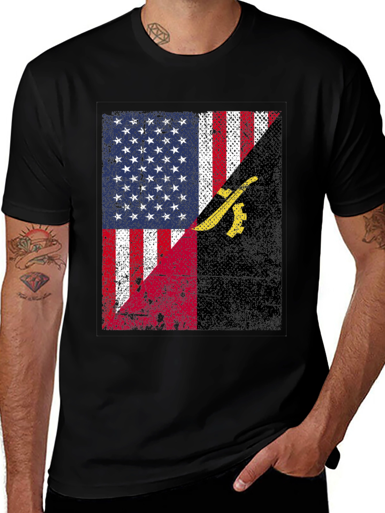 Variant 14 of USA Angola Flag Graphic T-Shirt
