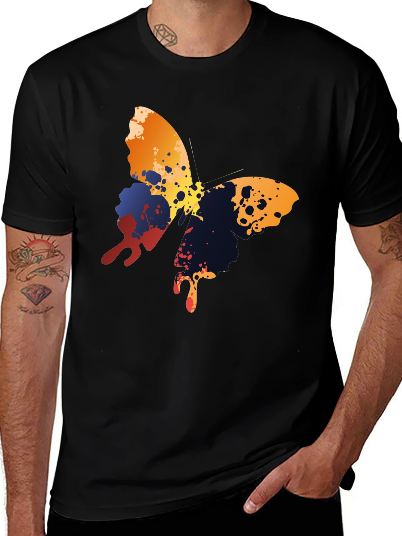 Variant 9 of Butterfly Splash Graphic T-Shirt - Men's Black Tee