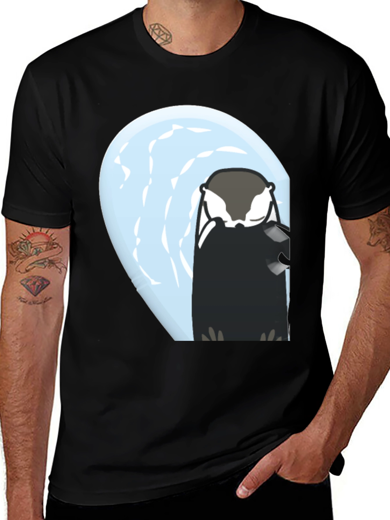 Cool Otter Graphic Black T-Shirt