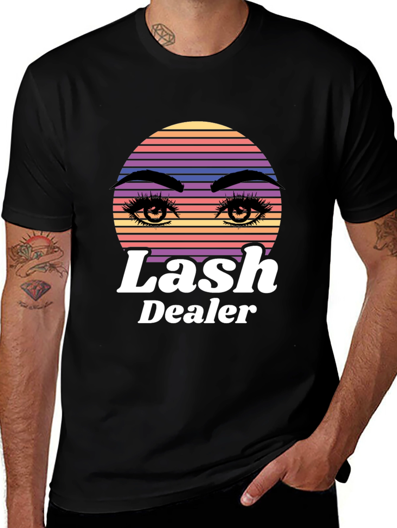 Lash Dealer Graphic Tee - Retro Sunset Eyelash Design