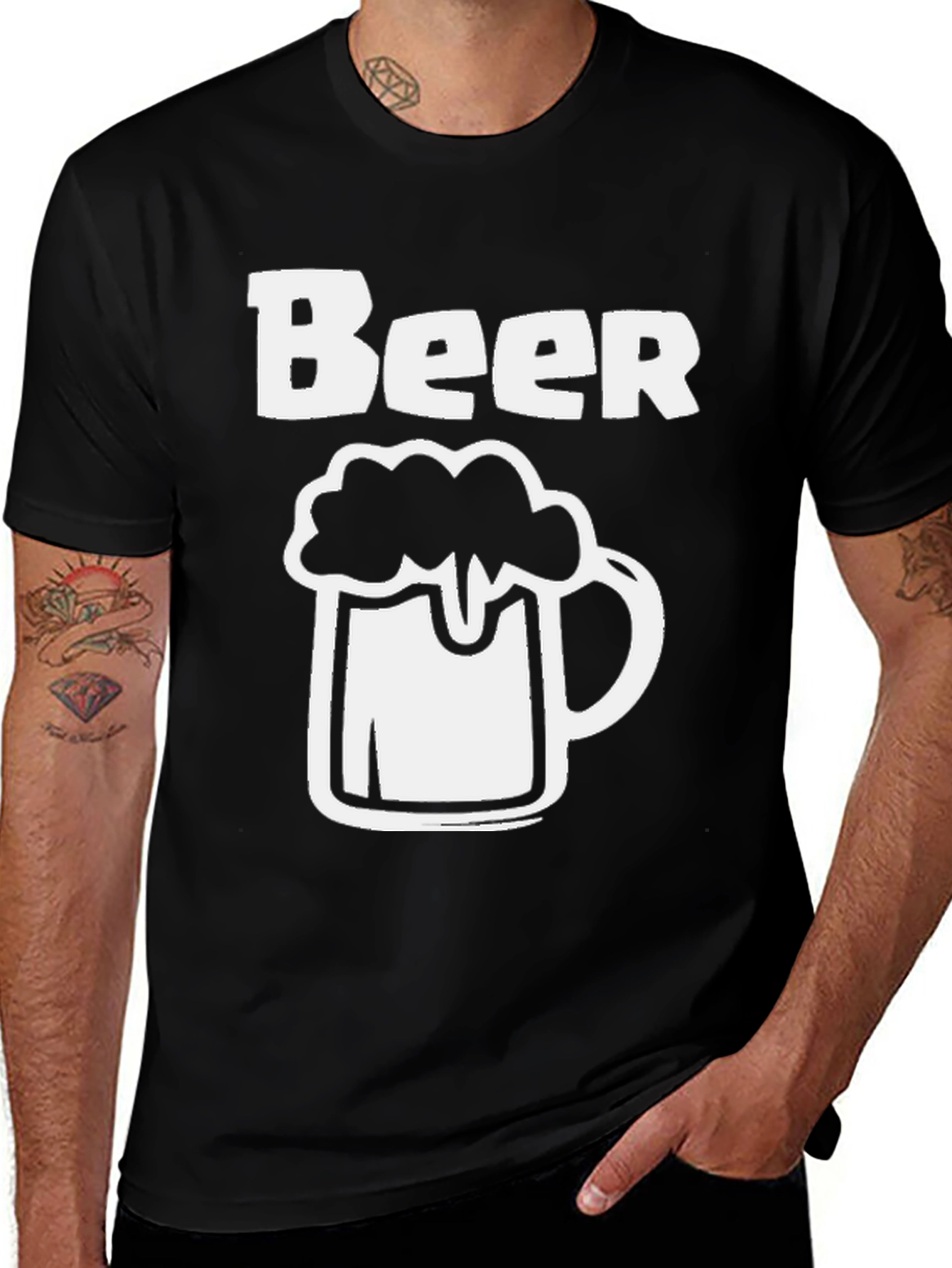 Variant 27 of Beer Mug Graphic T-Shirt - Black Casual Tee