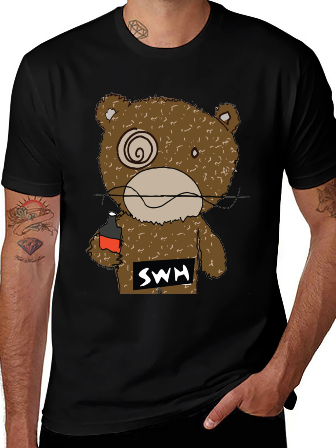 Variant 11 of Drunk Bear Graphic Tee - Funny Cartoon Shirt