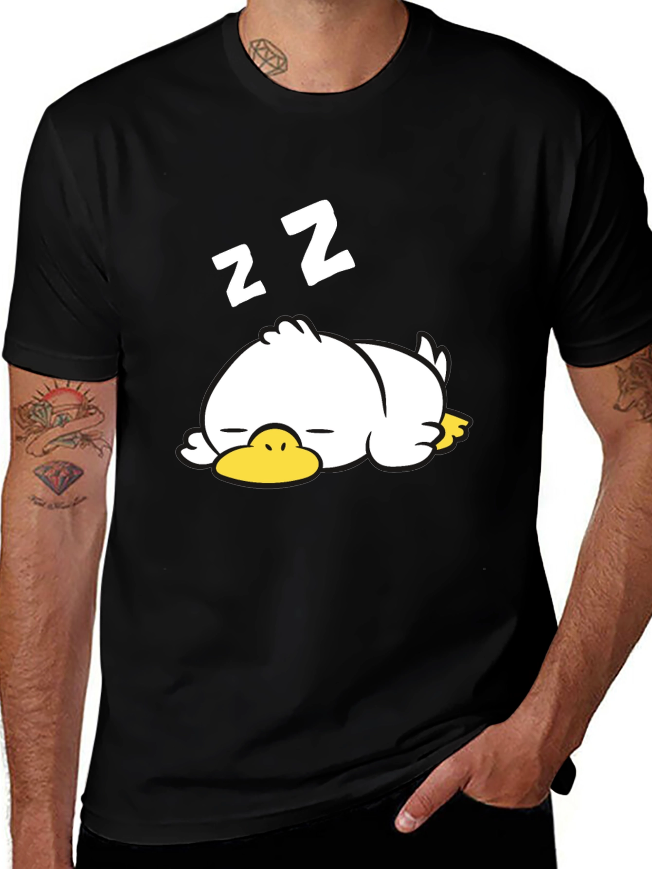 Variant 20 of Sleepy Duck Cartoon Graphic Print Tee