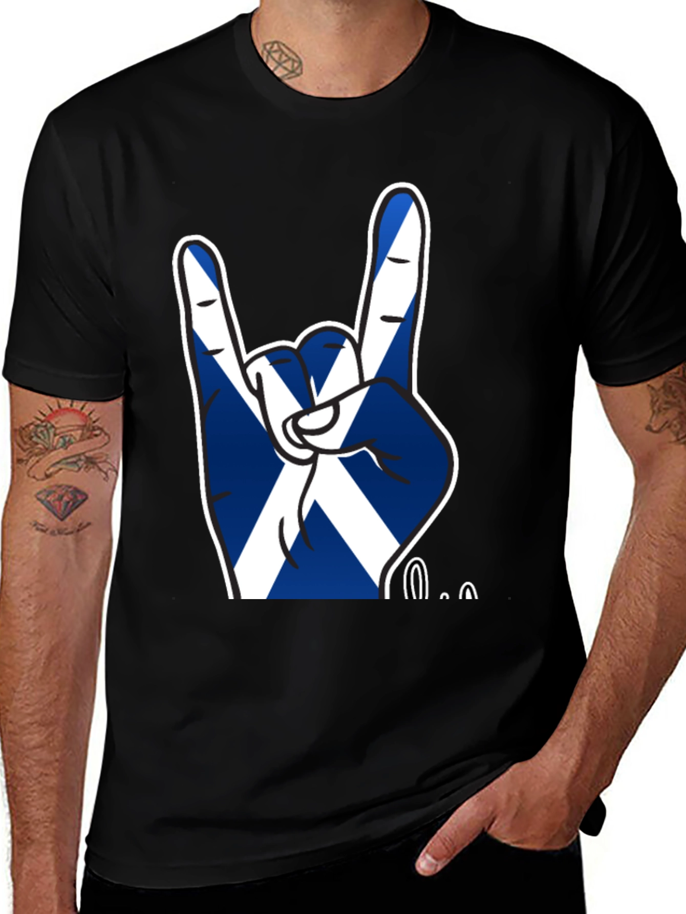 Scotland Flag Rock On Hand Gesture T-Shirt