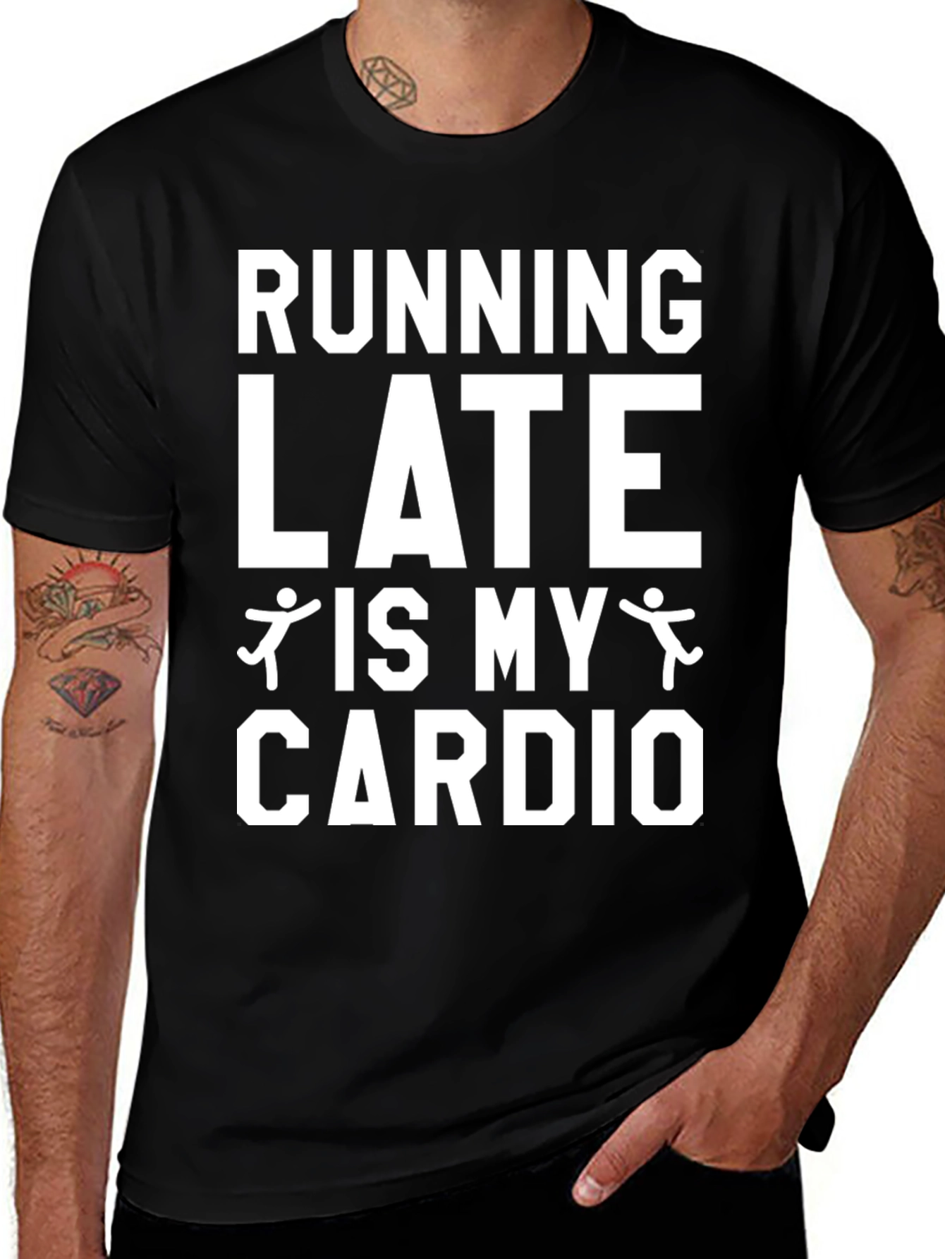 Variant 12 of Funny Running Late is My Cardio Graphic T-Shirt