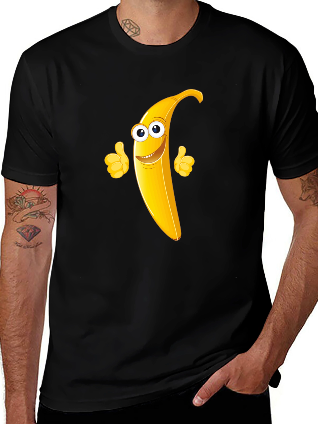 Variant 24 of Banana Character Black T-Shirt
