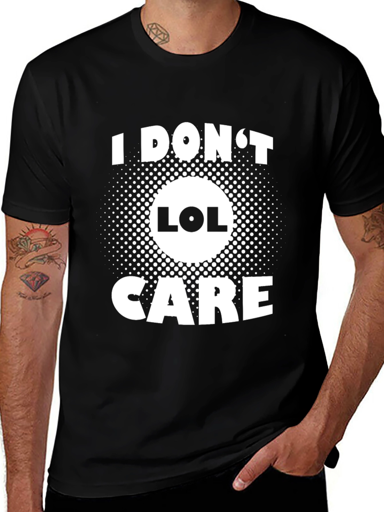 Variant 17 of I Don't LOL Care Graphic Tee - Black Cotton T-Shirt
