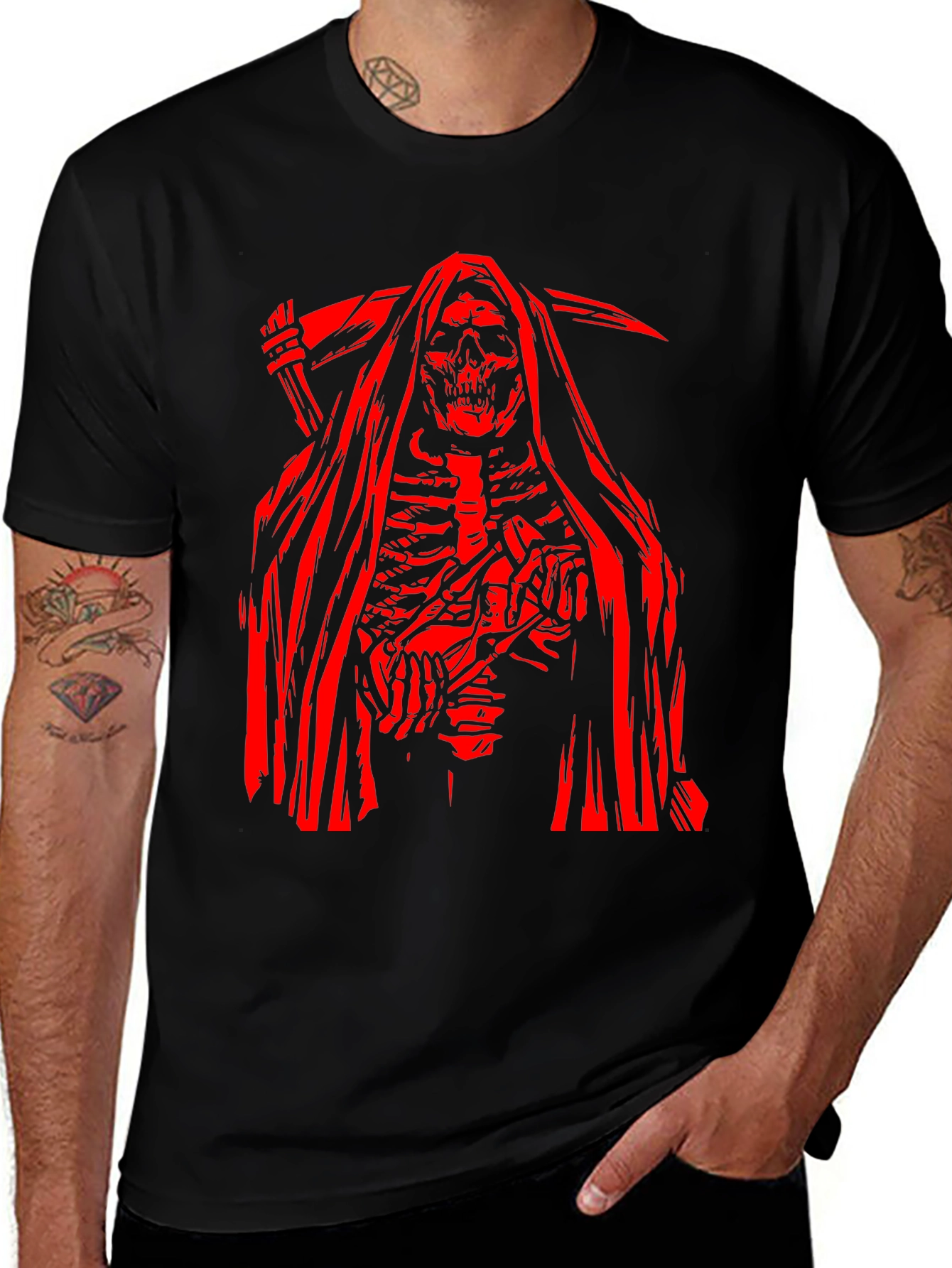 Grim Reaper Graphic Tee - Black Cotton Blend