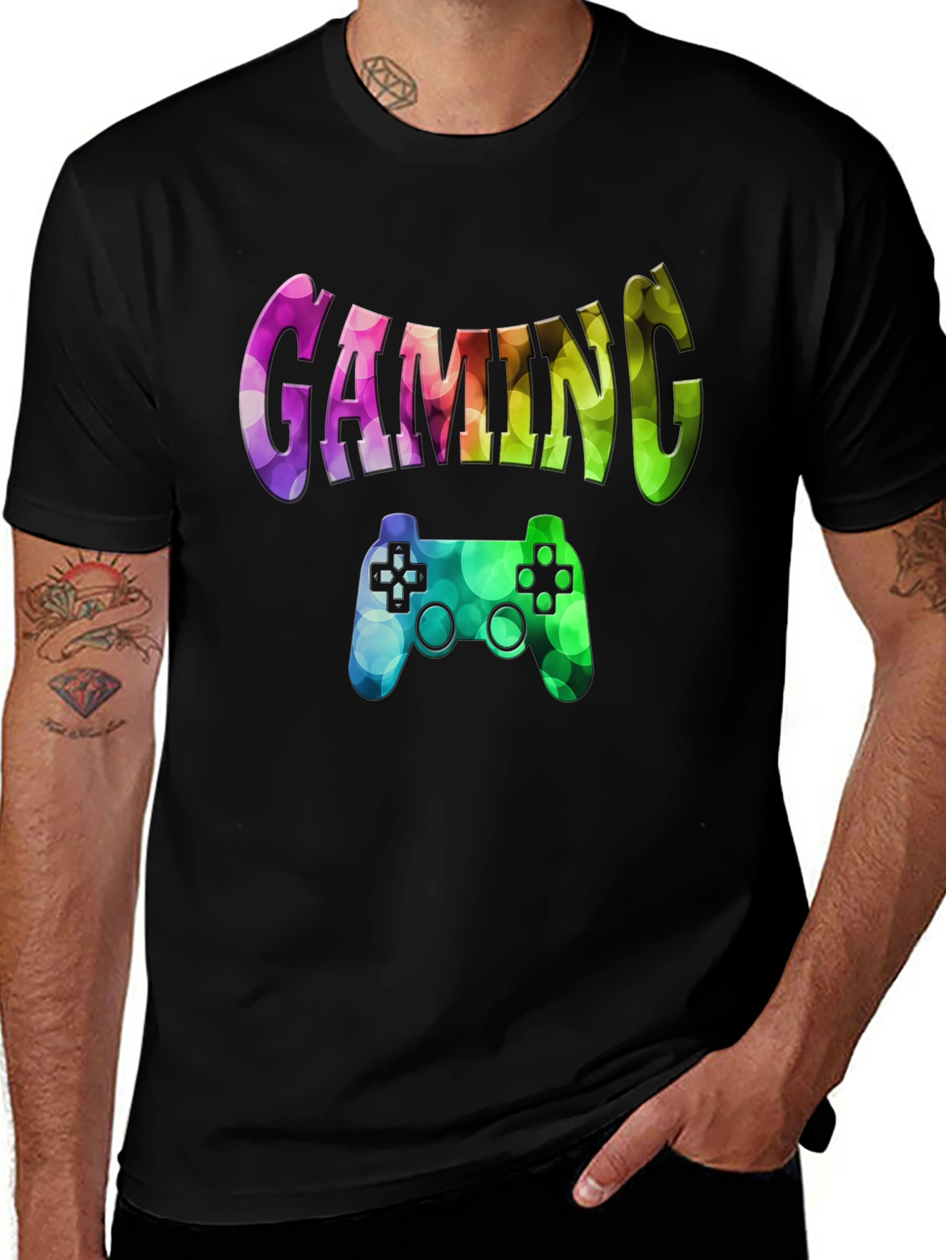 Variant 7 of Gaming T-Shirt - Rainbow Game Controller Design