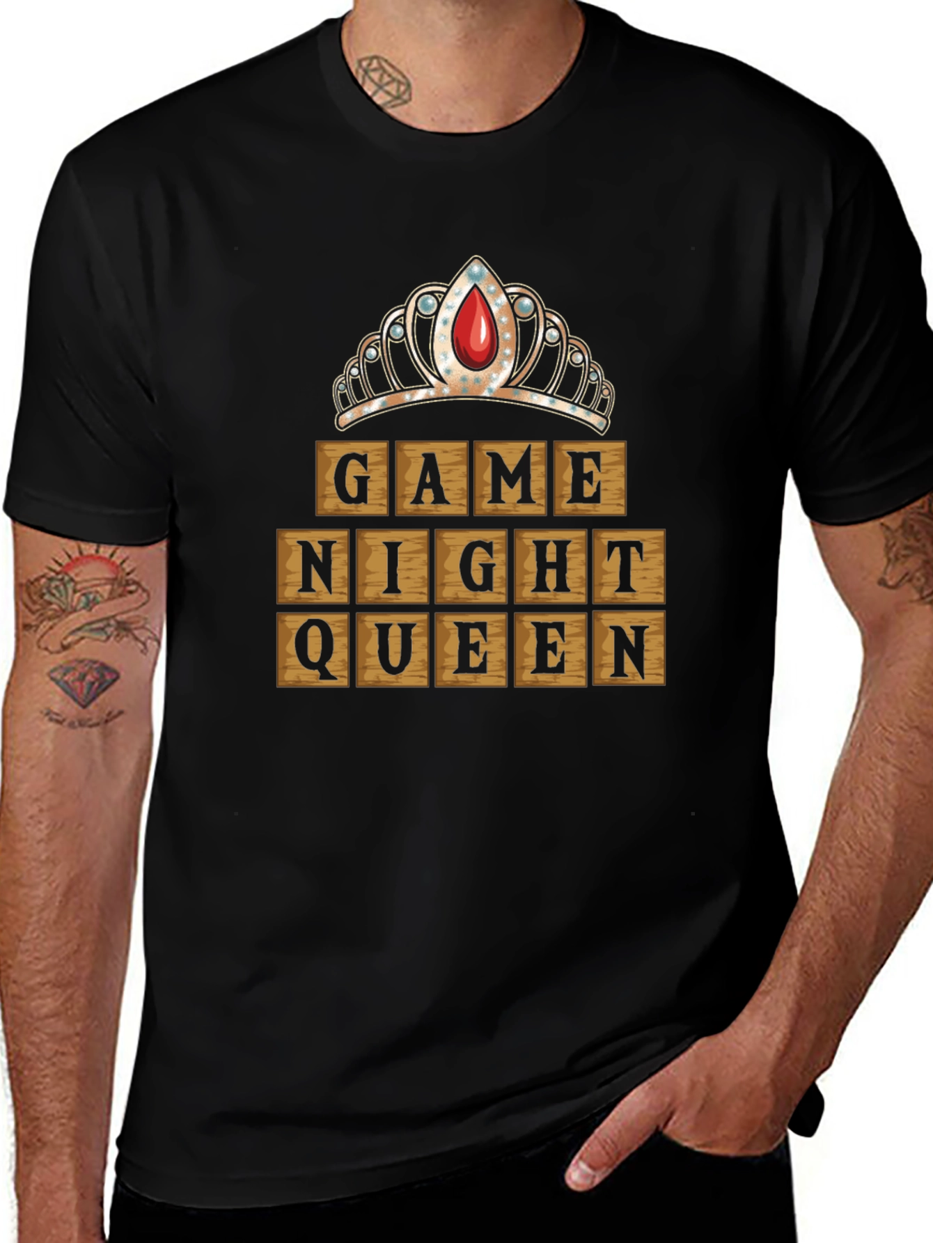 Variant 27 of Game Night Queen Graphic Tee - Black