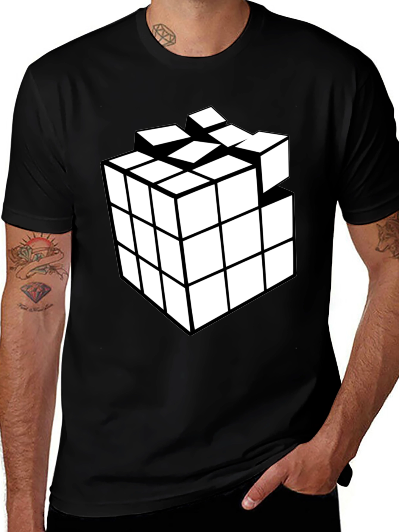 Variant 5 of Cube Puzzle Black T-Shirt